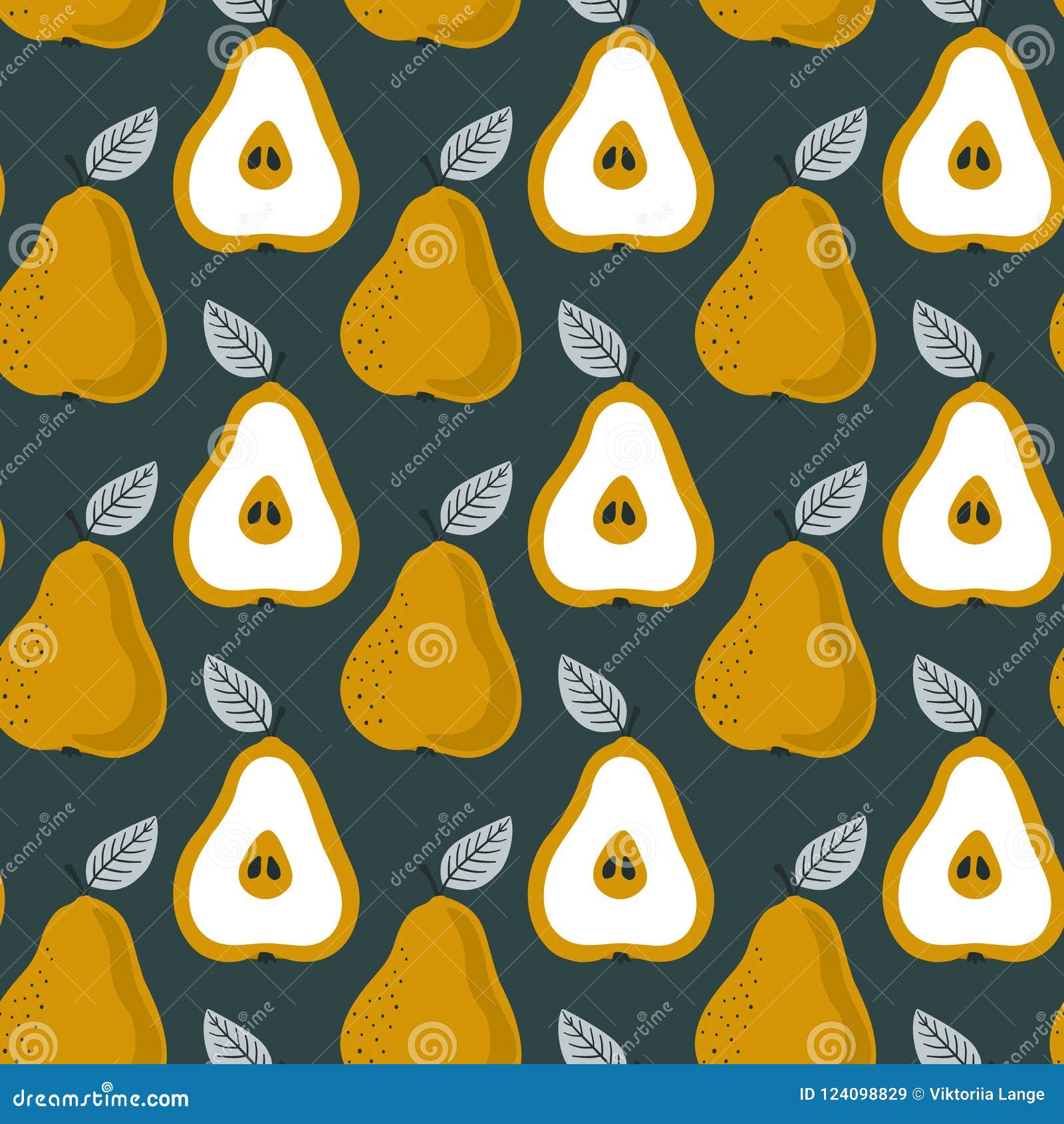 trendy seamless pear pattern. background with fruits.