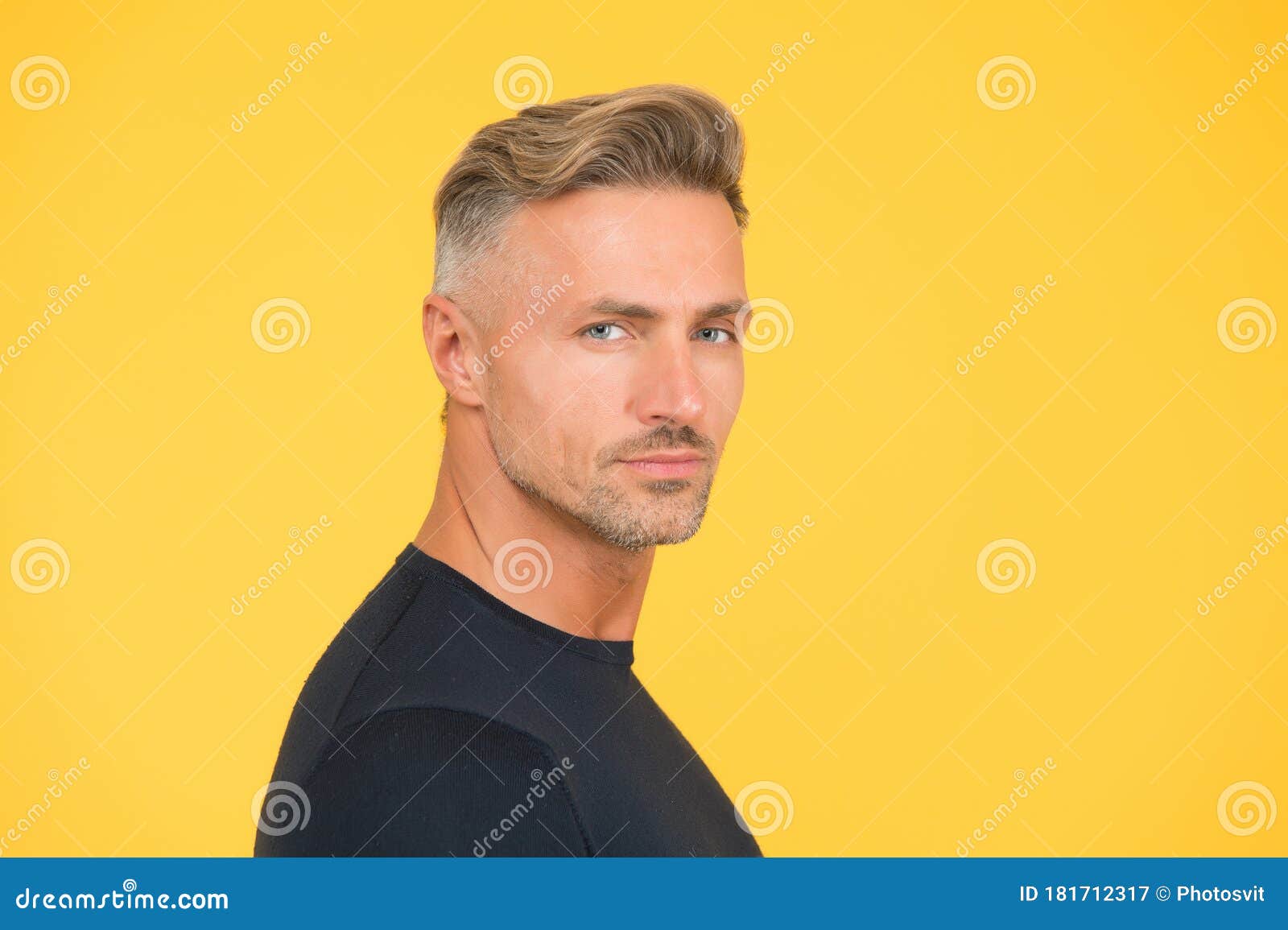 Trendy Short Haircut. Middle Aged Man with Stylish Hair. Hair Salon. Mature  Model in Casual Style. Barbershop Stock Image - Image of care, haircare:  181712317