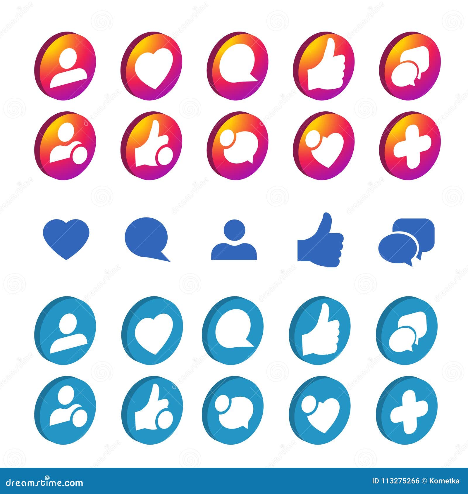 Trendy Social Network Icons Set Vector Illustration. Stock Vector ...