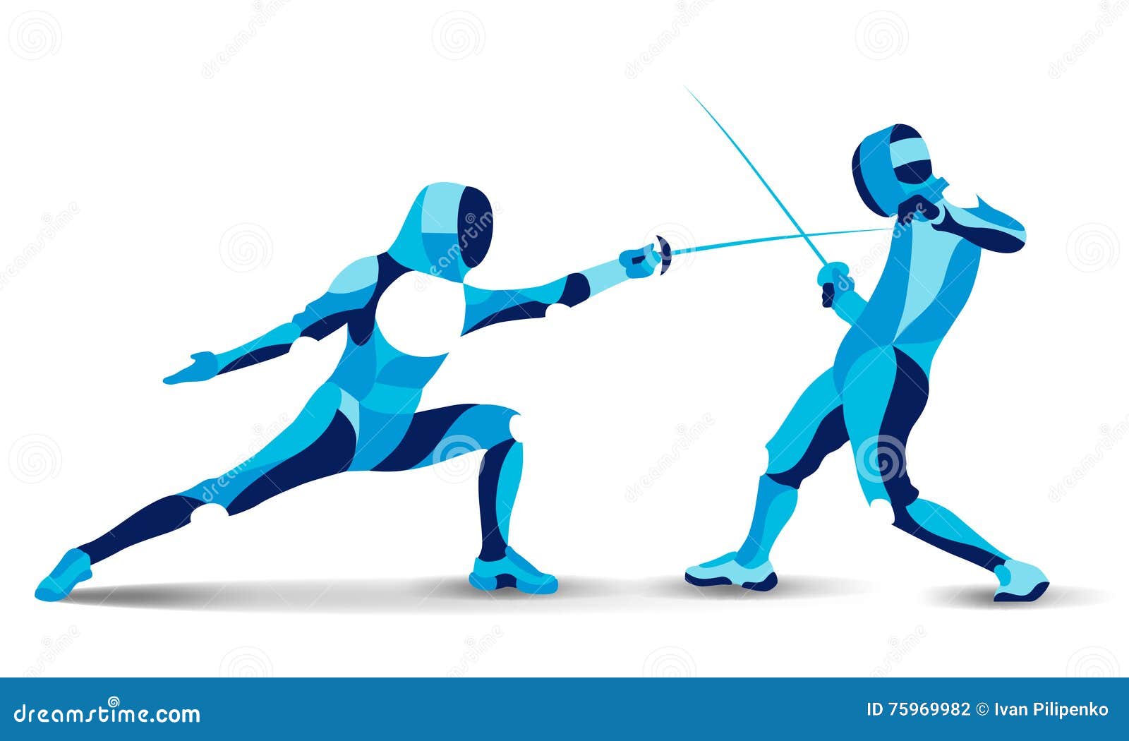 trendy stylized  movement, fencing, line  silhouette of mans