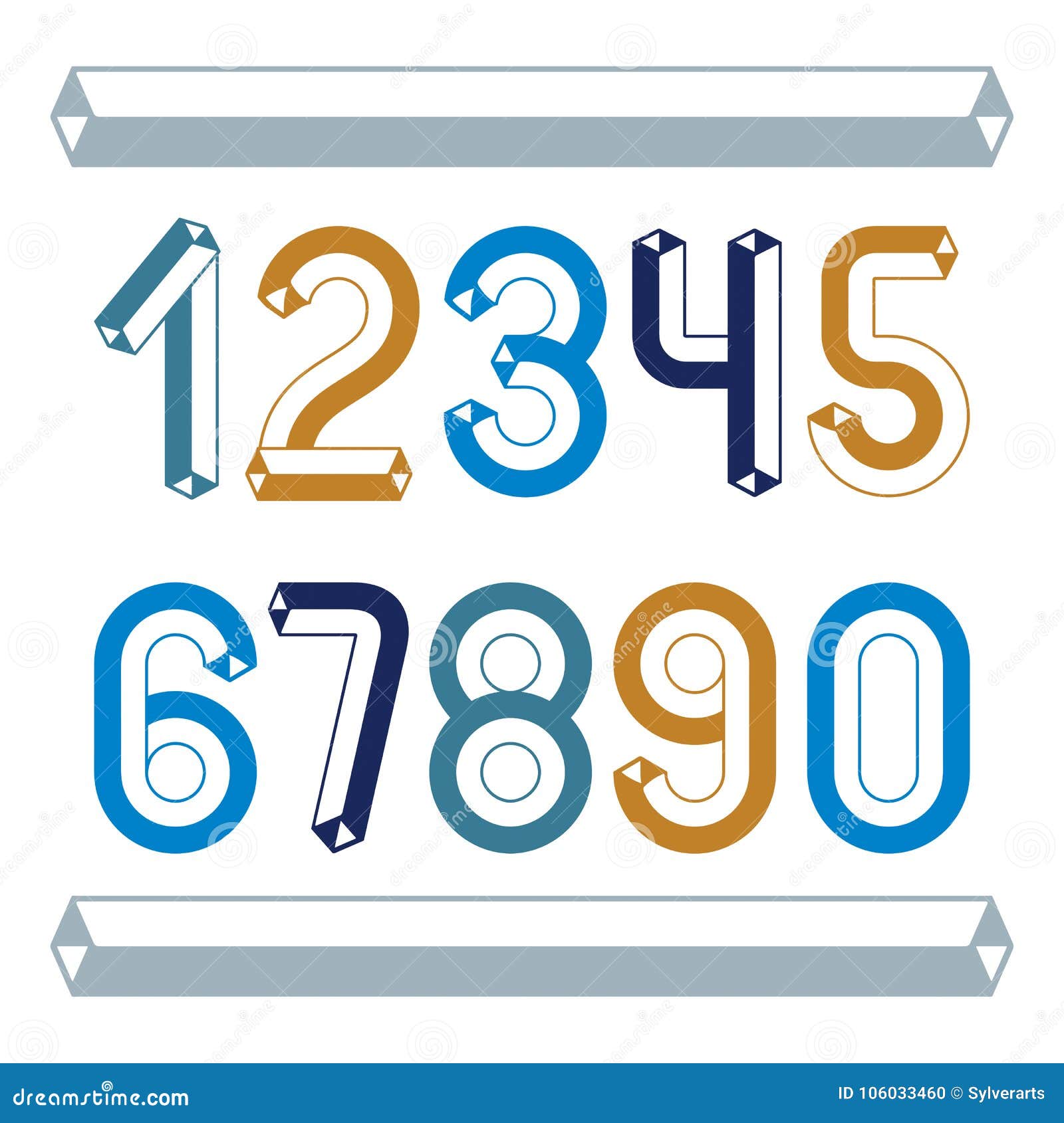Trendy Vintage Vector Digits, Numerals Collection. Retro Numbers Stock Vector - Illustration of ...