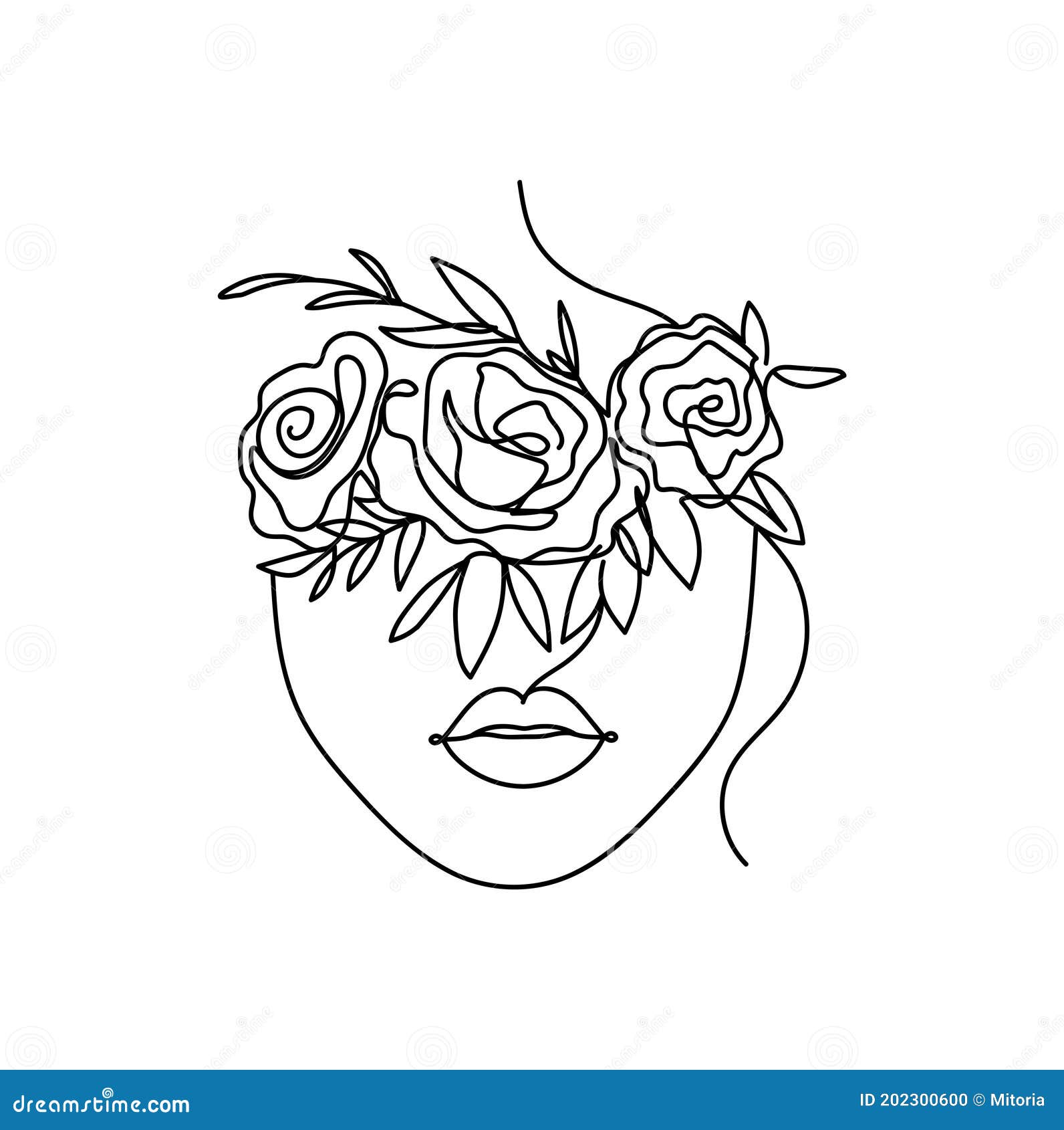 Trendy Woman Face Silhouette in One Line Art Style for Fashion Prints,  Tattoos, Posters, Cards Etc. Continuous Art Face and Stock Vector -  Illustration of people, happy: 202300600