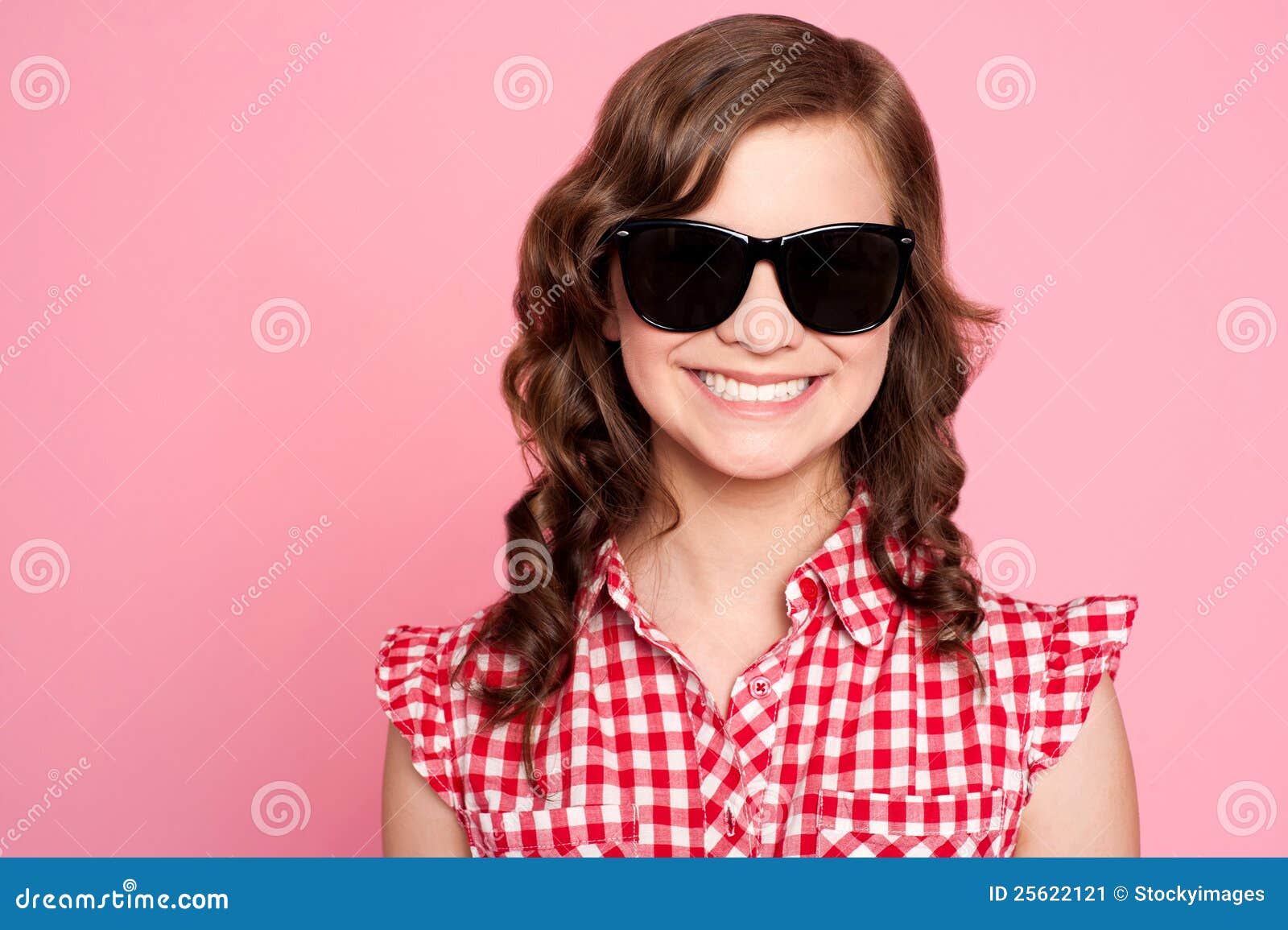Trendy Young Girl in Black Goggles Stock Image Image of casual
