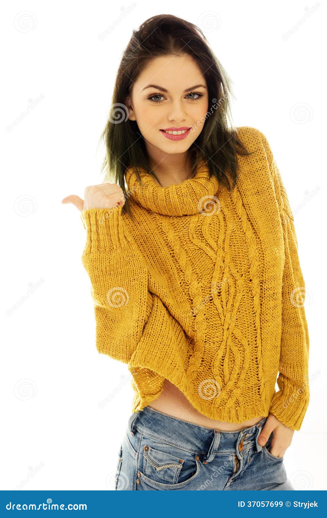 Trendy Young Woman Giving a Thumbs Up Stock Image - Image of relaxed ...