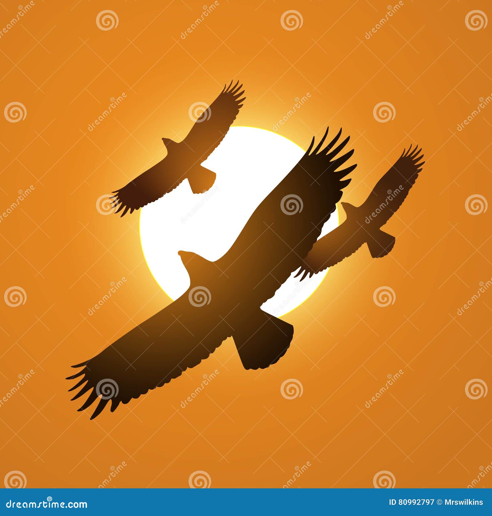 Tres águilas Sobre El Vector Del Ejemplo Del Vuelo De La Puesta Del Sol  Ilustración del Vector - Ilustración de forma, sunlight: 80992797