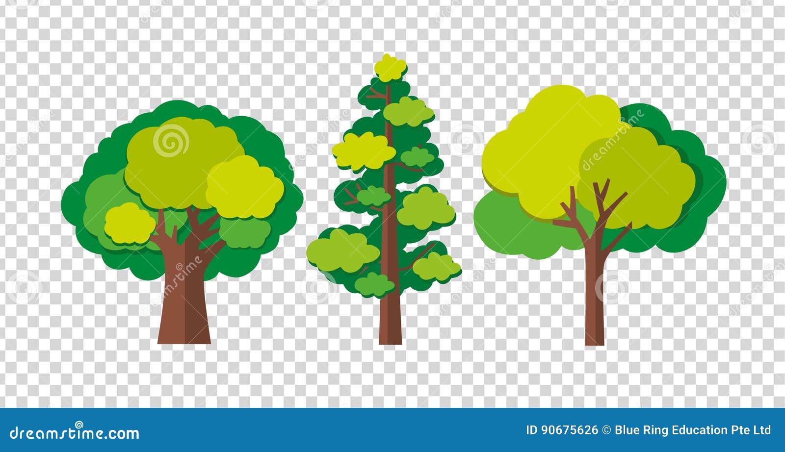 Tres árboles En Diversas Formas Ilustración del Vector - Ilustración de  verde, cubo: 90675626
