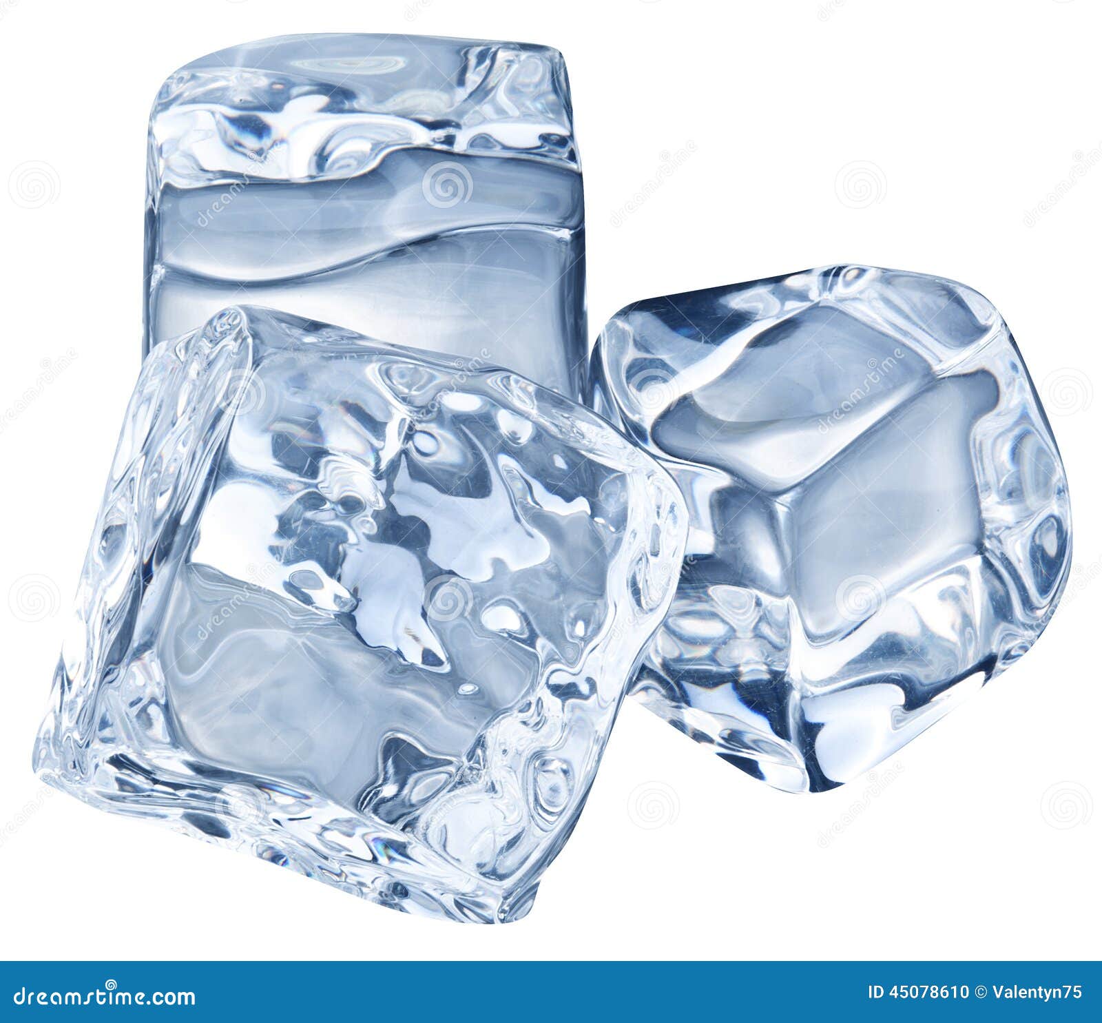 Cubos de hielo en blanco.