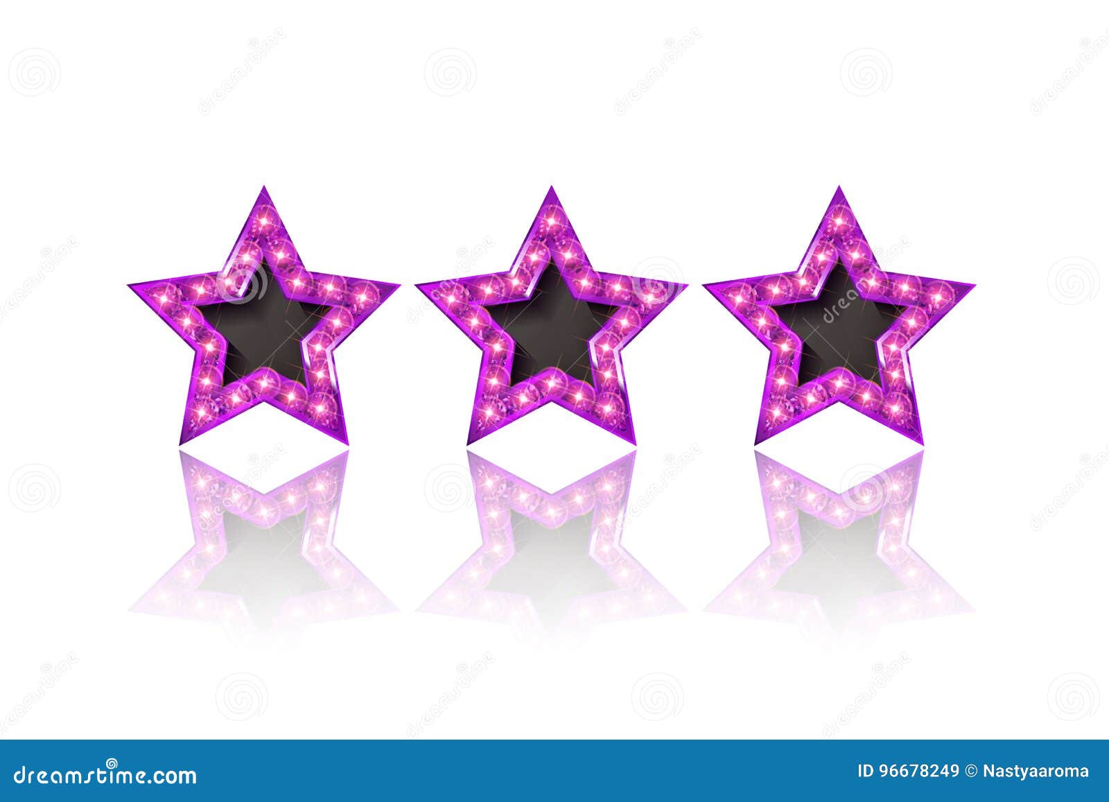 espejo pavo En Tres Estrellas Rosadas Del Oro En El Fondo Blanco Stock de ilustración -  Ilustración de estudio, calidad: 96678249