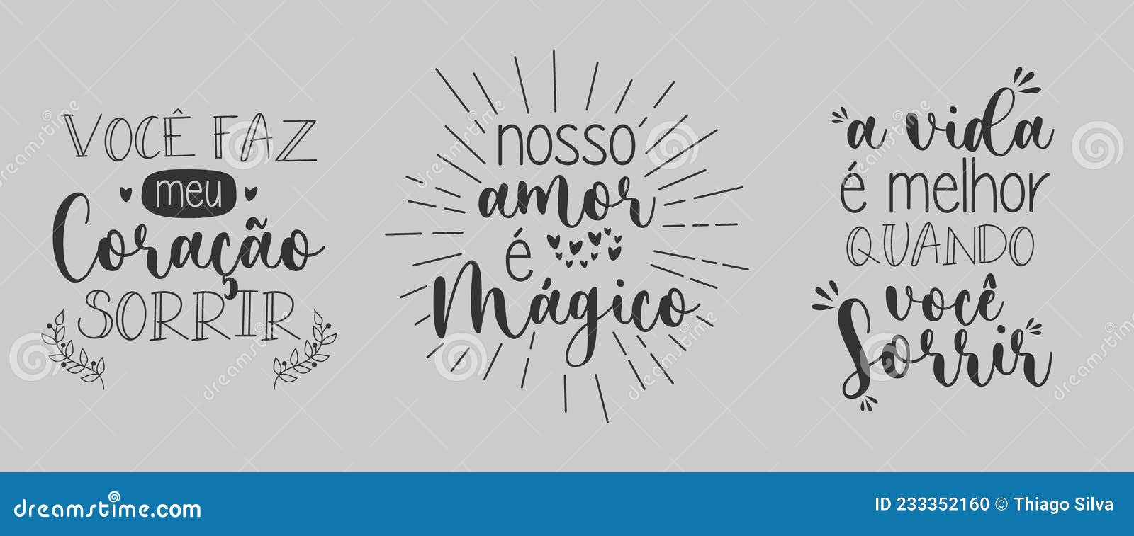 Tres Frases De Amor En Portugués. Ilustración del Vector - Ilustración de  gris, negro: 233352160