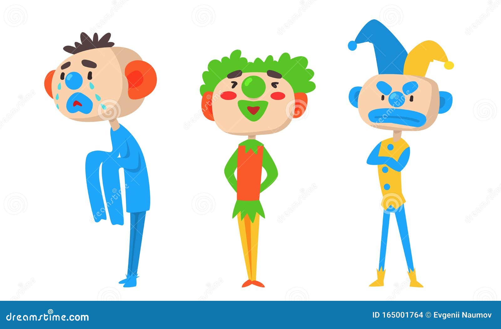 Tres Harlequines De Payasos Con Diferentes Emociones. Ilustración del Vector - Ilustración de tarjeta, partido: 165001764 Tres Harlequines De Payasos Con Diferentes Emociones. Ilustración del Vector - Ilustración de tarjeta, partido: 165001764