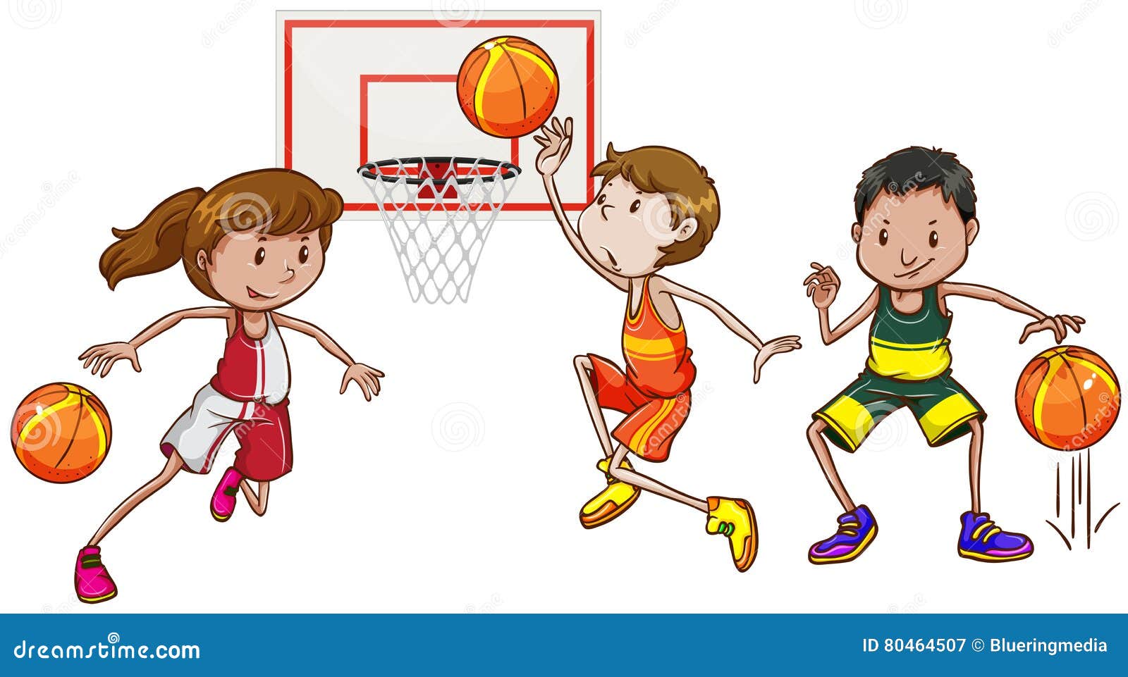 Tres Personas Que Juegan a Baloncesto Ilustración del Vector - Ilustración  de arte, ejercicio: 80464507