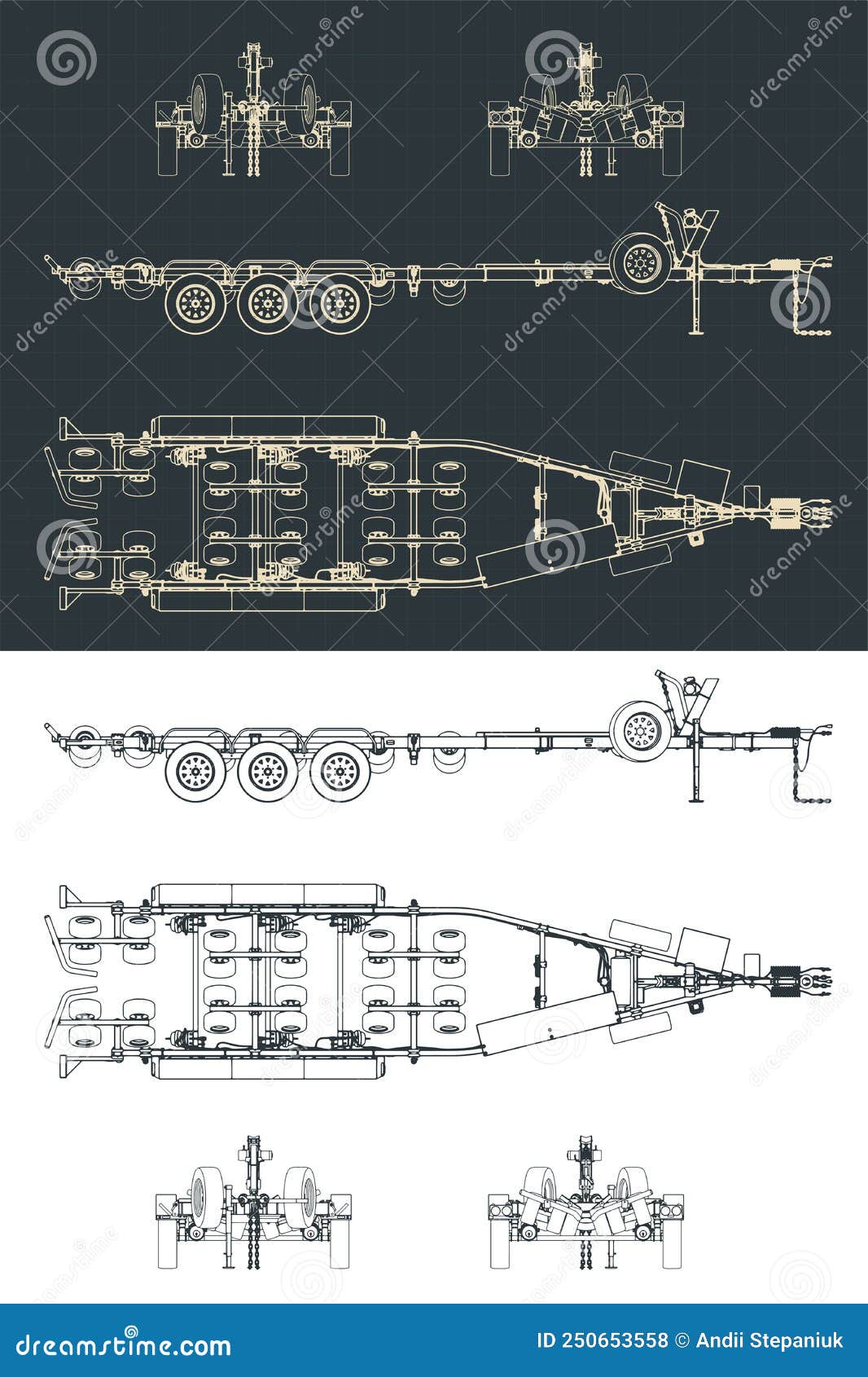 Tri Axle Boat Trailer Blueprints Stock Vector Illustration of boat
