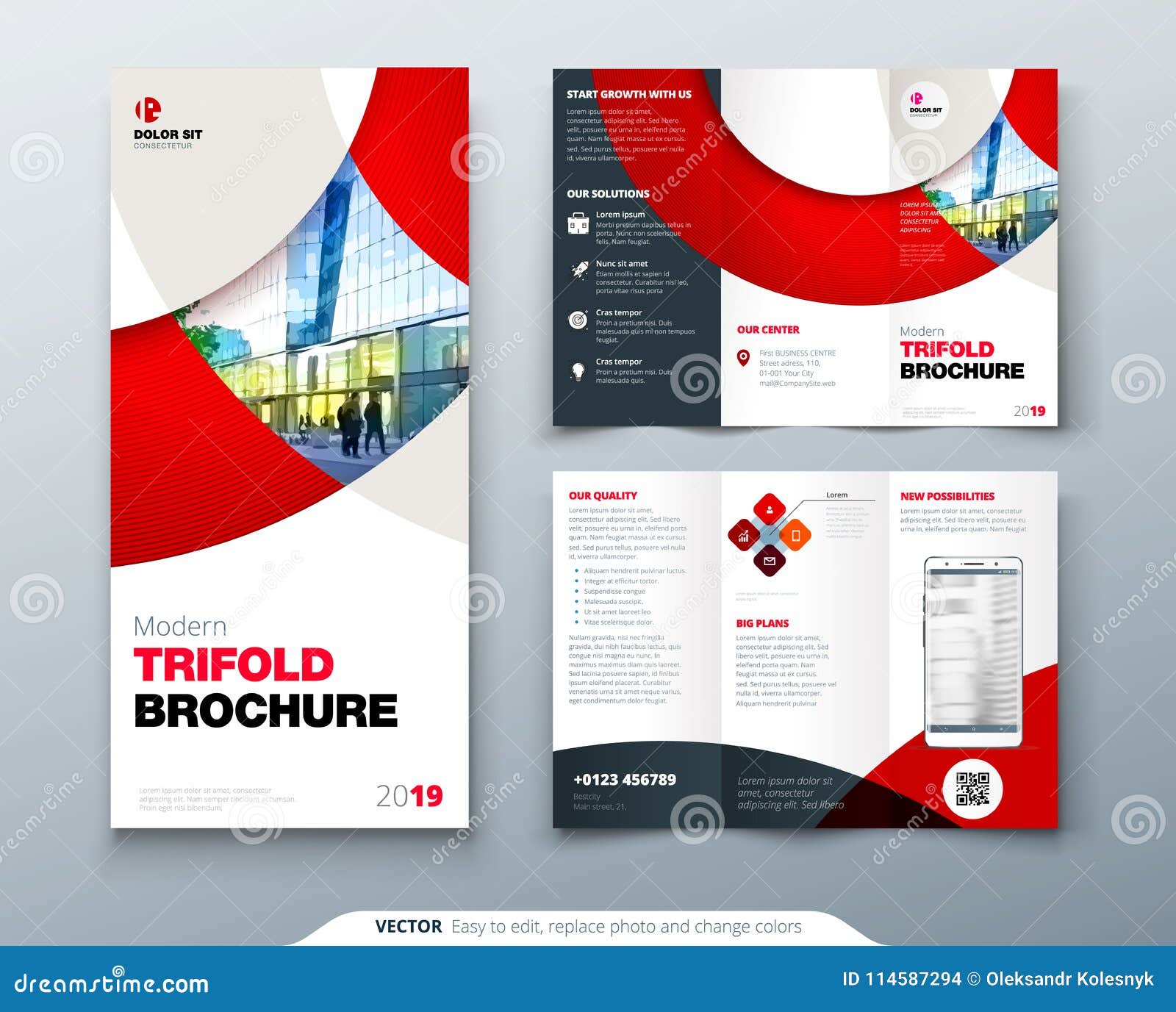 Tri Fold Brochure Design With Circle Corporate Business Template For Tri Fold Flyer Layout With Modern Photo And Stock Vector Illustration Of Folder Leaflet