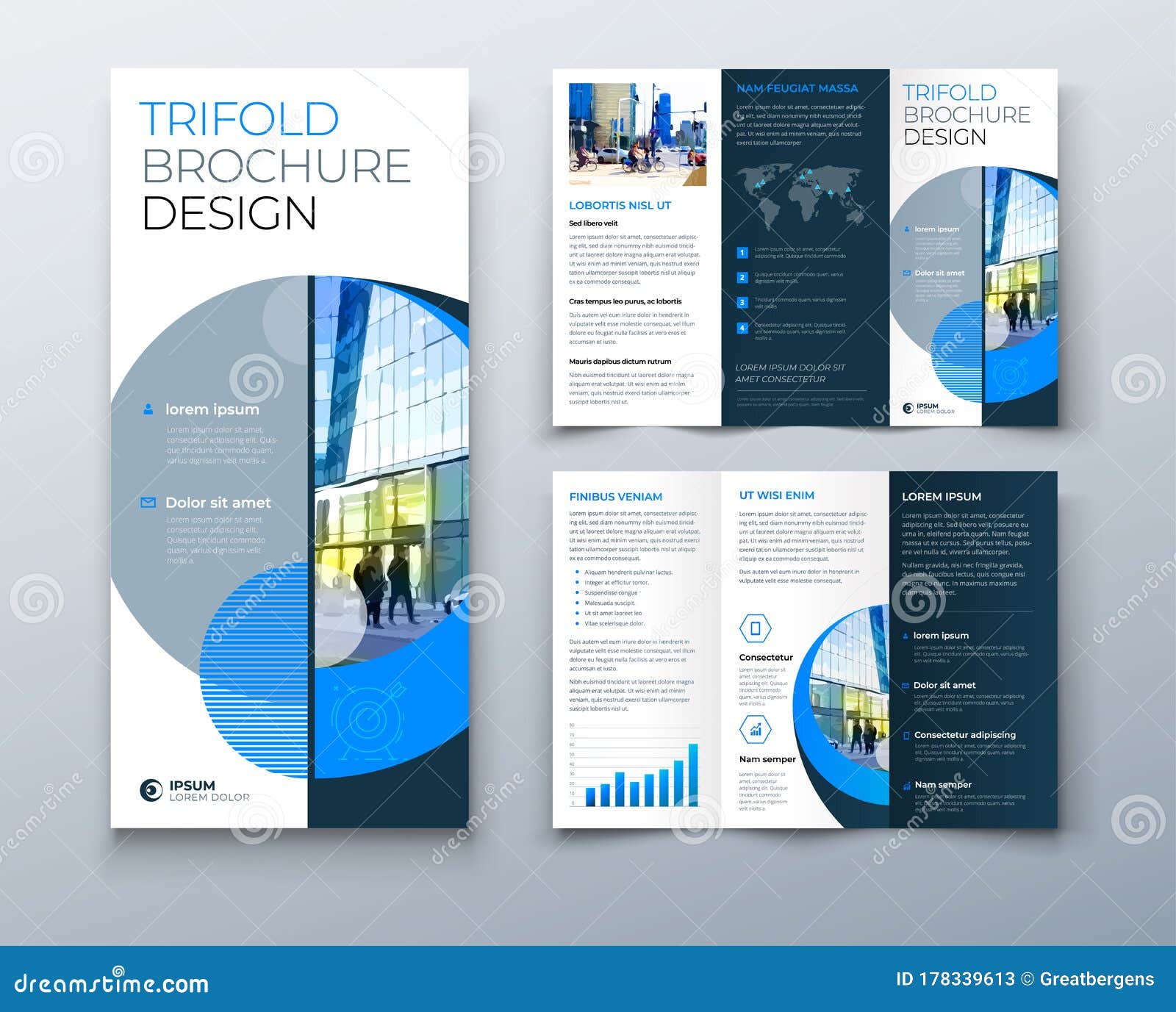 Tri Fold Brochure Design with Circle, Corporate Business Template With Regard To Hotel Brochure Design Templates