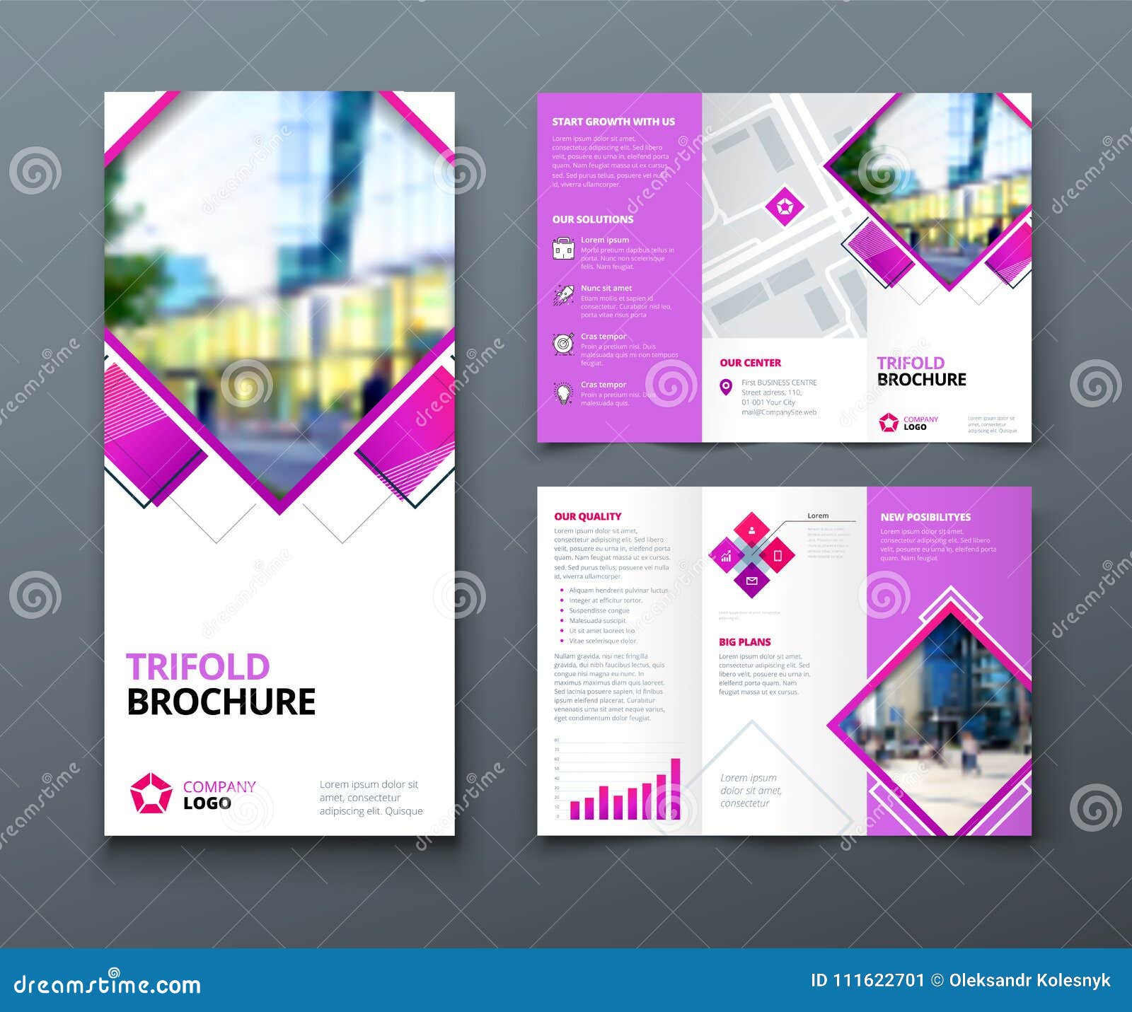 tri fold brochure . corporate business template for tri fold flyer with rhombus square s.