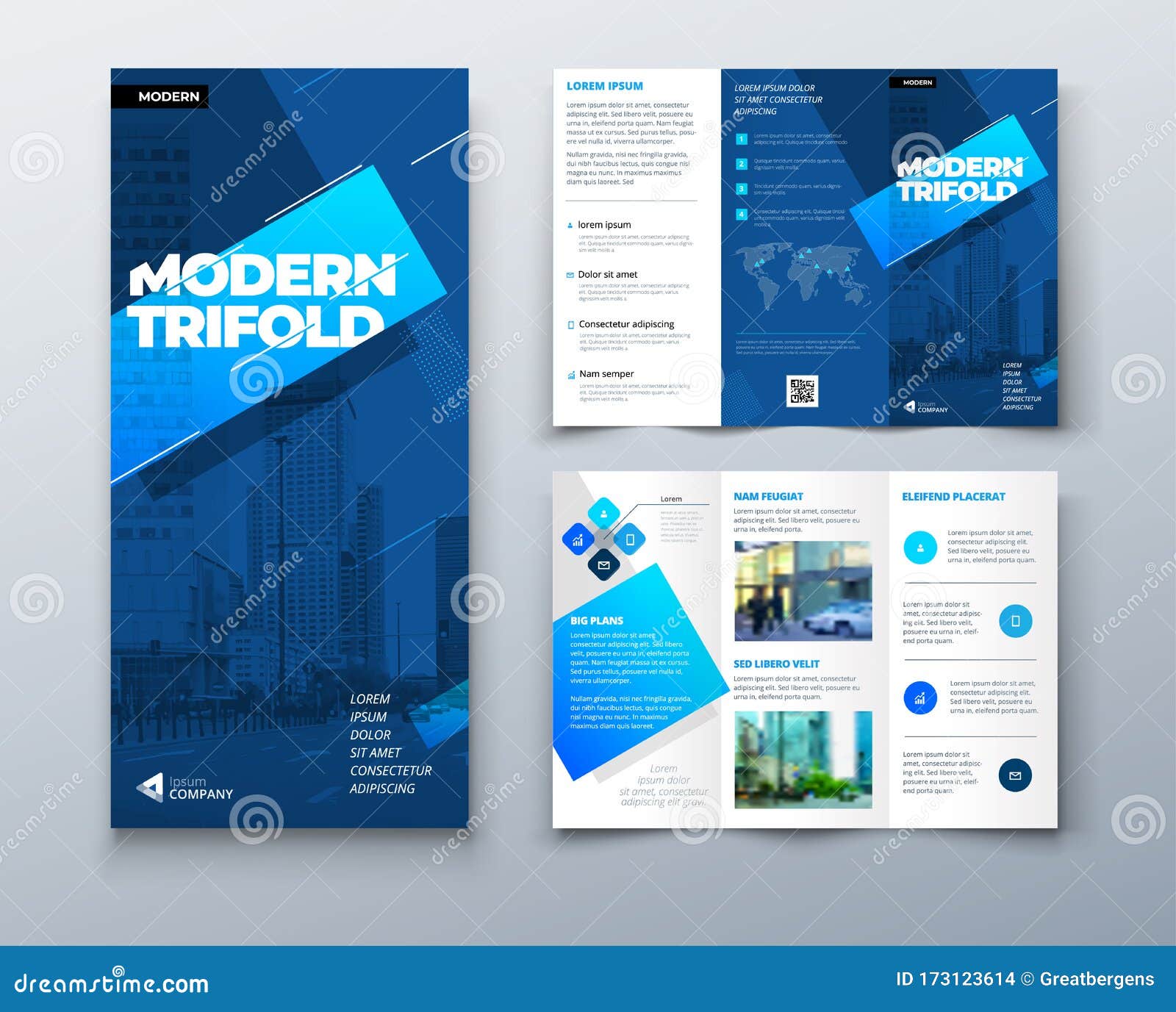 Tri Fold Brochure Design with Line Shapes, Corporate Business Within Free Tri Fold Business Brochure Templates