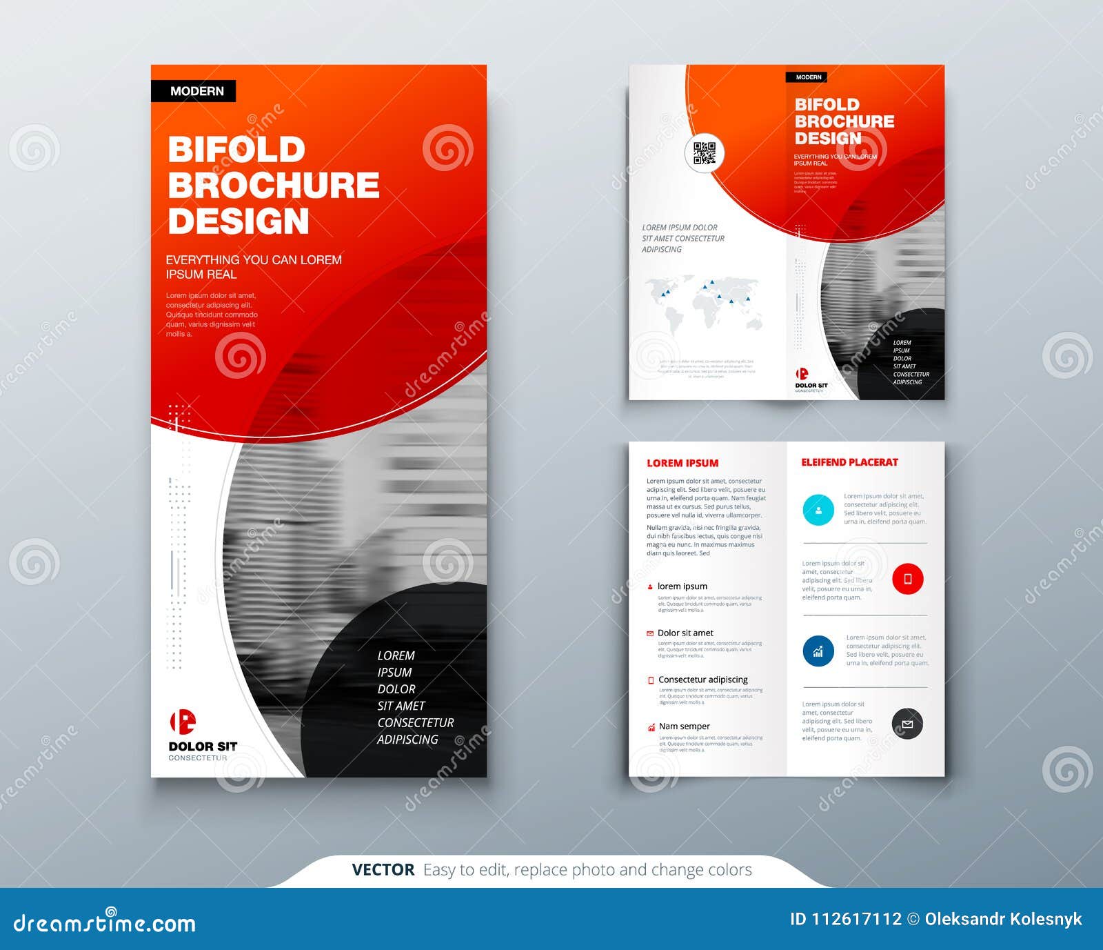 Tri Fold Brochure Design Red Business Template For Tri Fold Flyer Layout With Modern Circle Photo And Abstract Stock Vector Illustration Of Healthcare Abstract