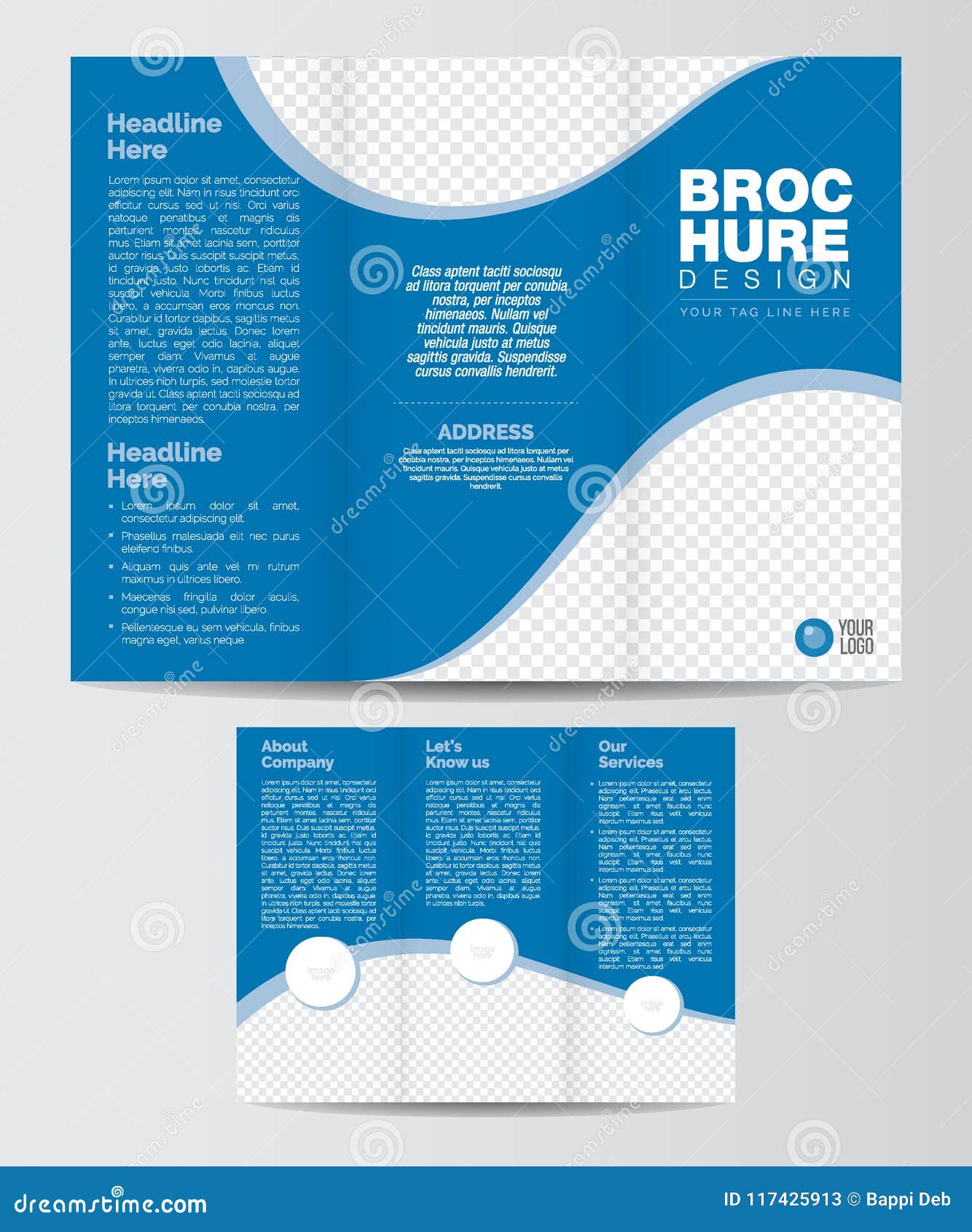 tri-fold corporate brochure  layout template front and backe