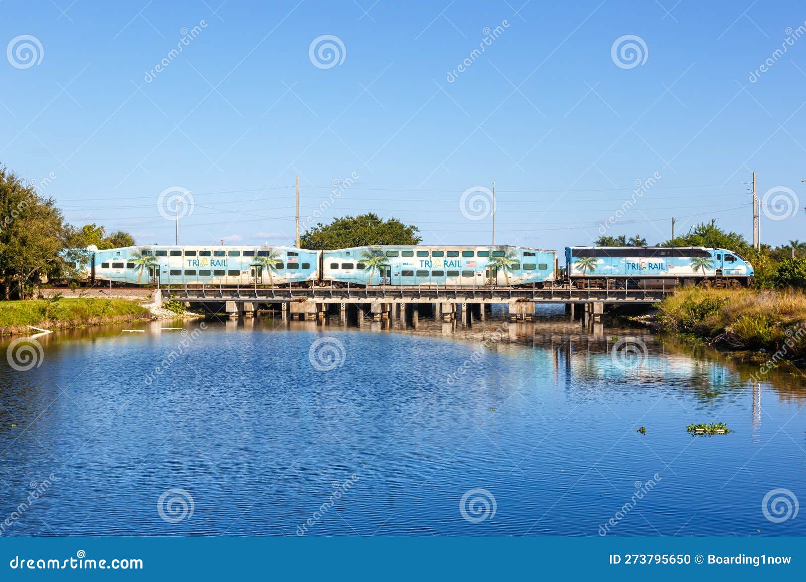 TriRail Commuter Rail Train in Delray Beach in Florida, United States
