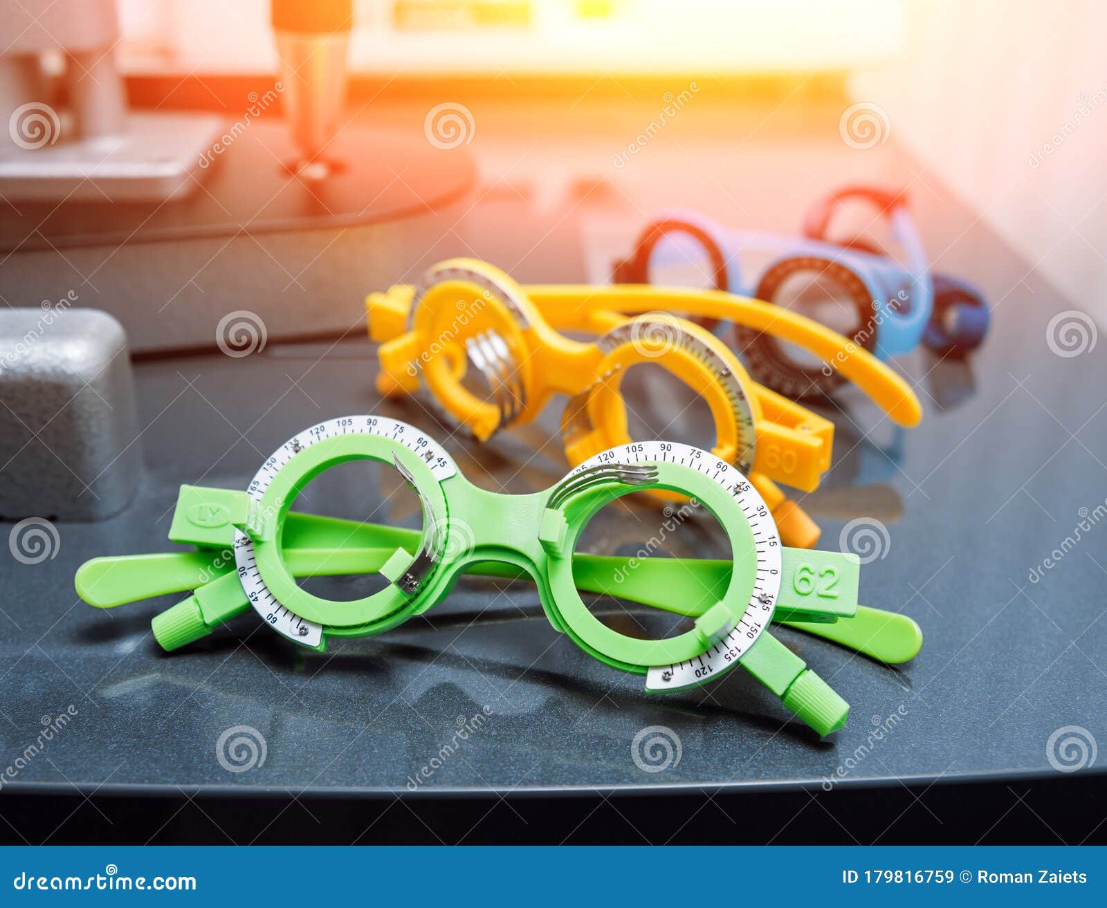 Trial Frame Test Glasses. Optometry. Optometry Equipment. Stock Image