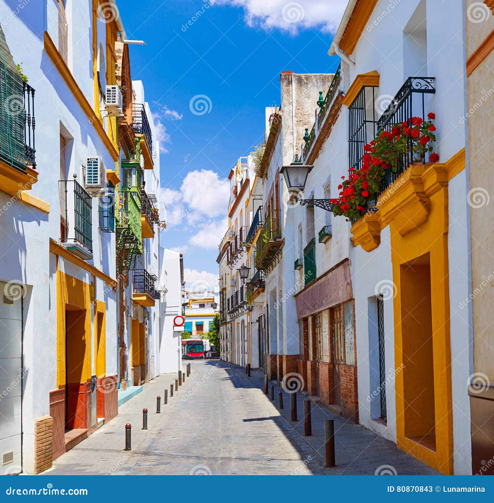 triana barrio facades in seville andalusia spain