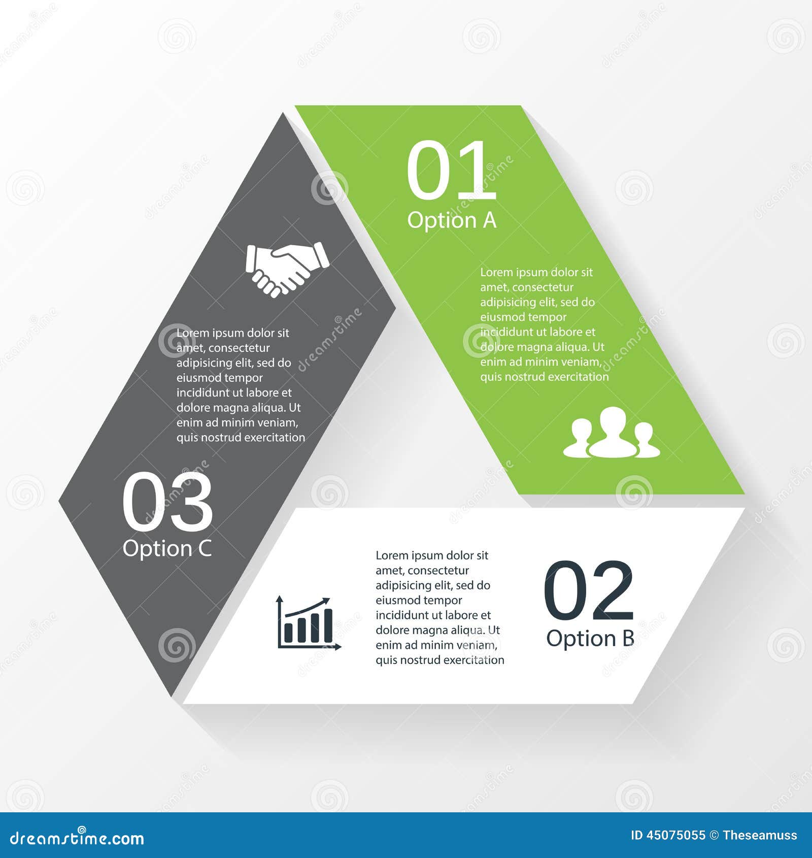 triangle arrows infographic diagram 3 options