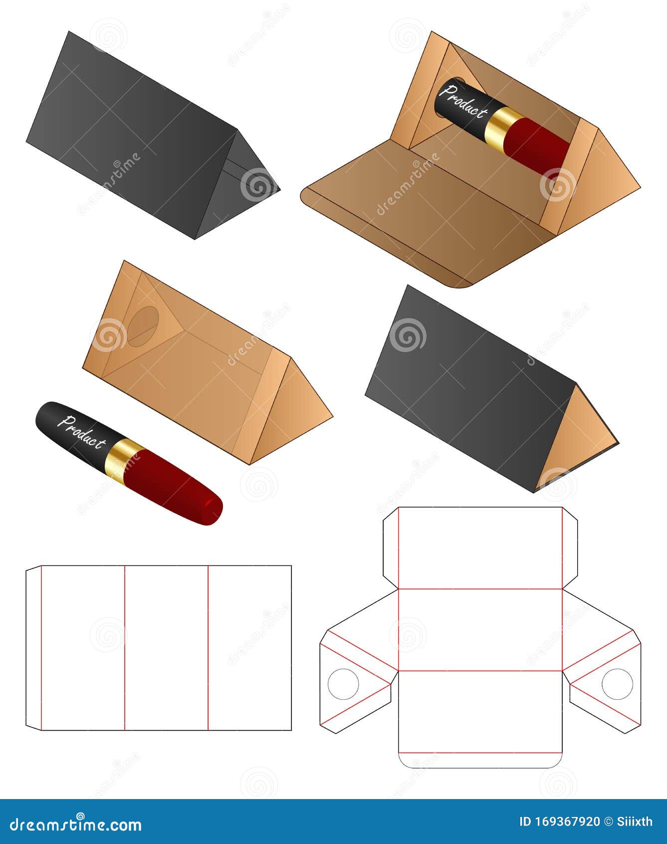 Download Triangle Box Packaging Die Cut Template Design 3d Mock Up Stock Vector Illustration Of Sample Food 169367920