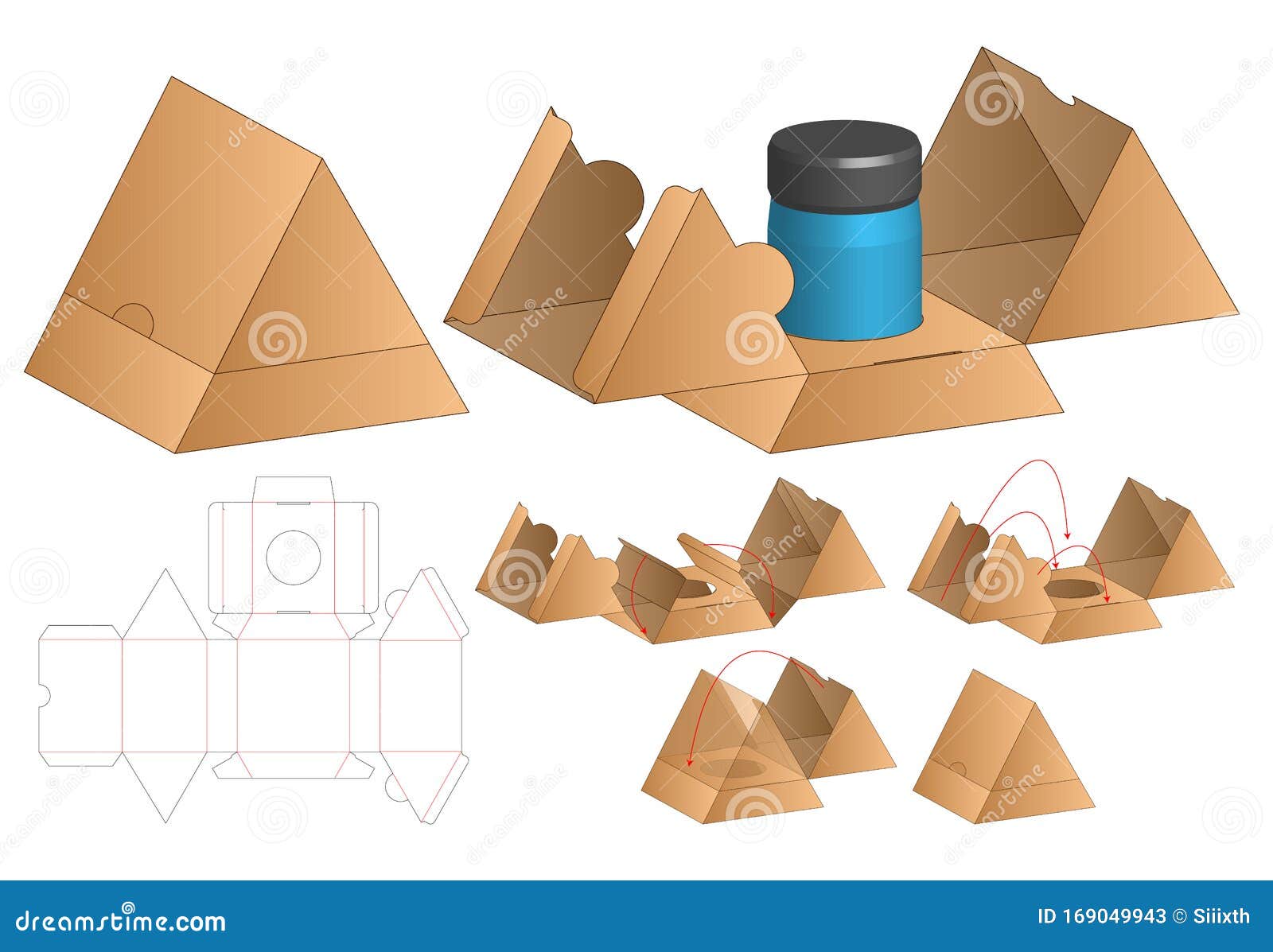 Download Triangle Box Packaging Die Cut Template Design. 3d Mock-up ...