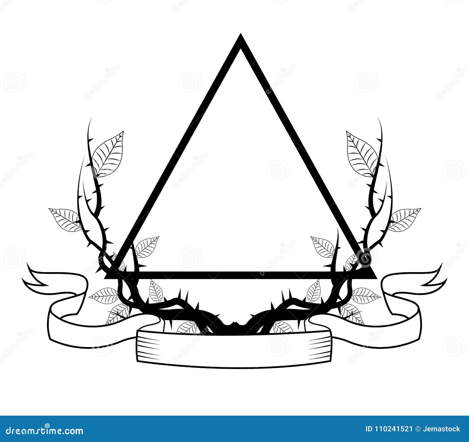 triangle branches ribbon icon tattoo art urban style culture theme vector illustration design 110241521