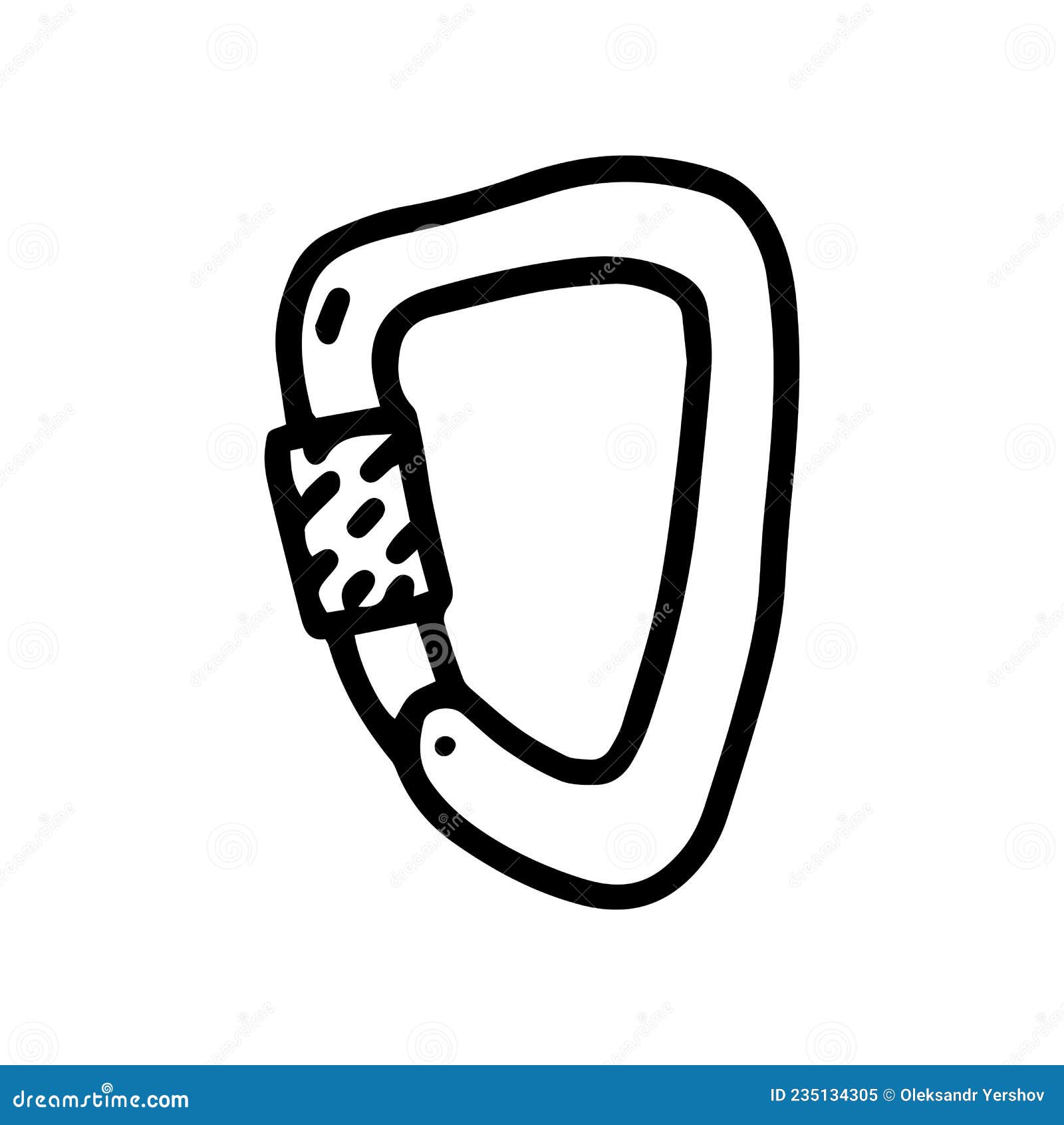 Triangle Carabiner Line Vector Doodle Simple Icon Stock Vector