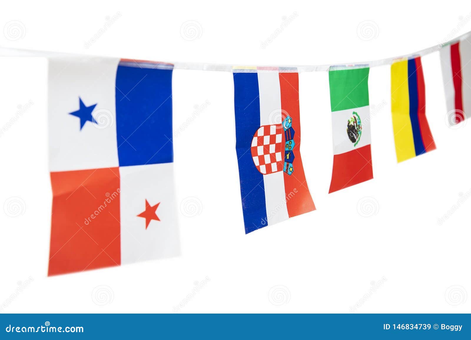 Triangle Flags of Various Countries Hanging on the Rope Stock Image - Image  of triangular, background: 146834739
