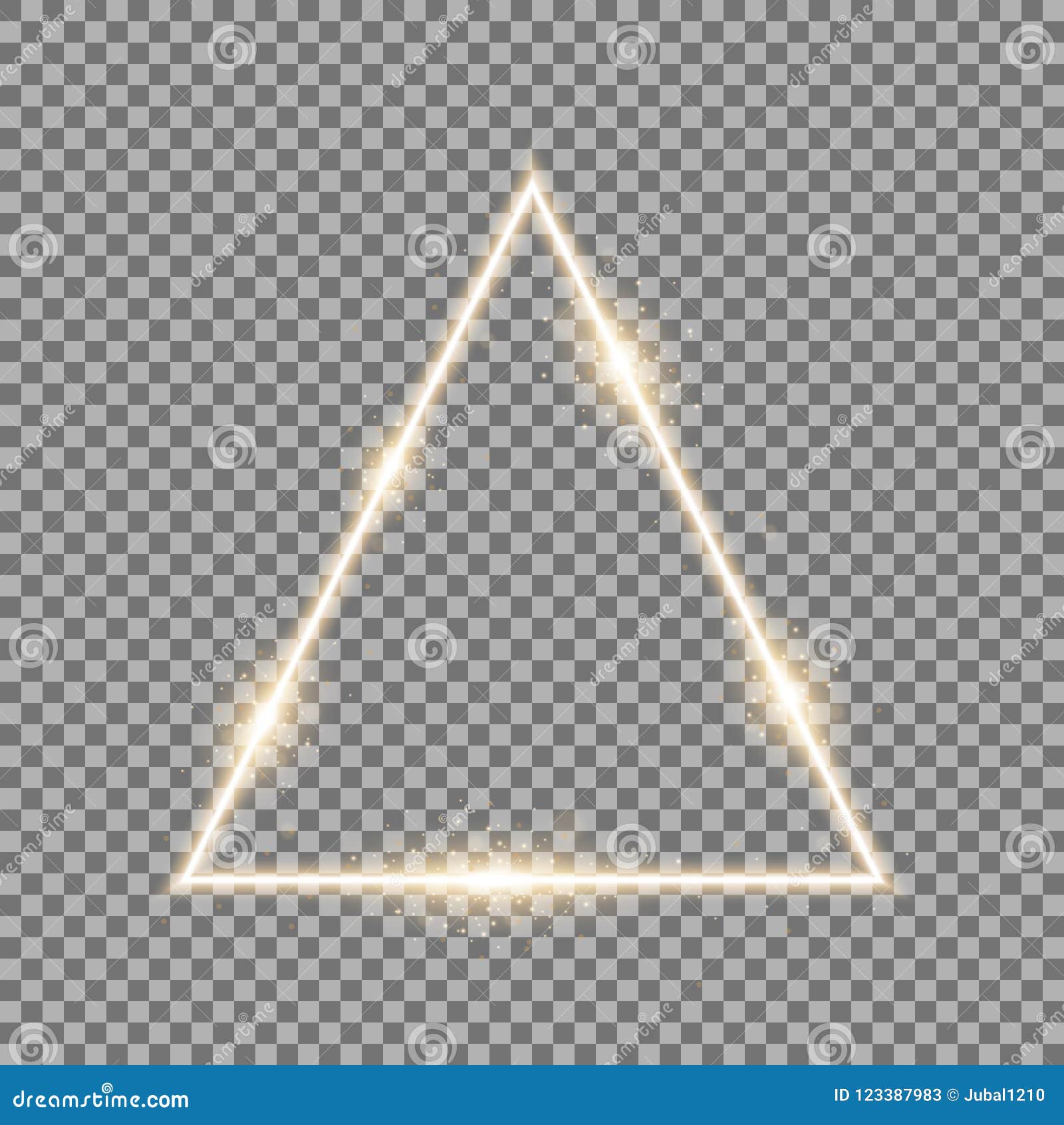 triangle with lights and sparkles, golden color