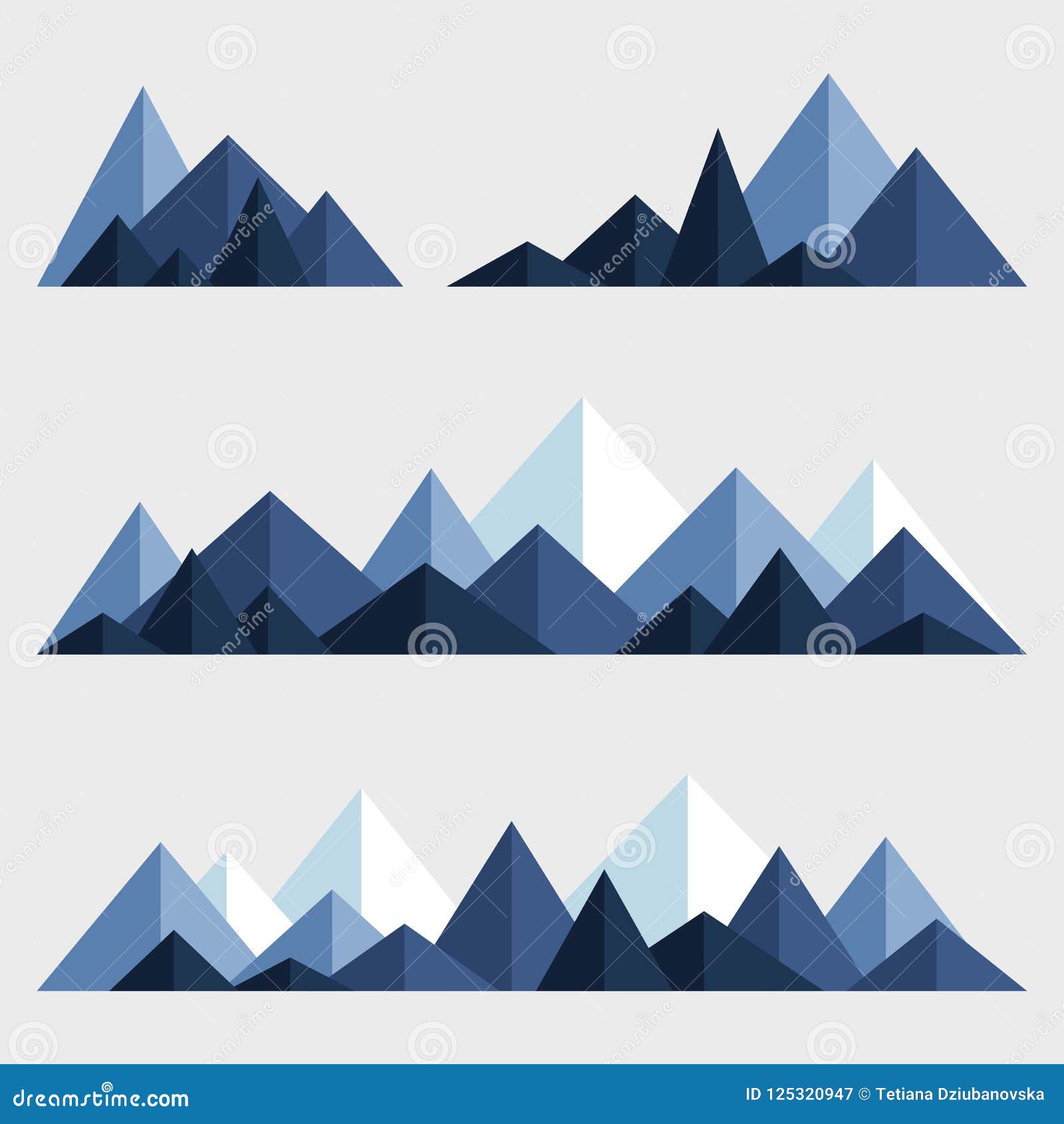 Set of Polygonal Mountain Ridges Stock Vector - Illustration of element ...