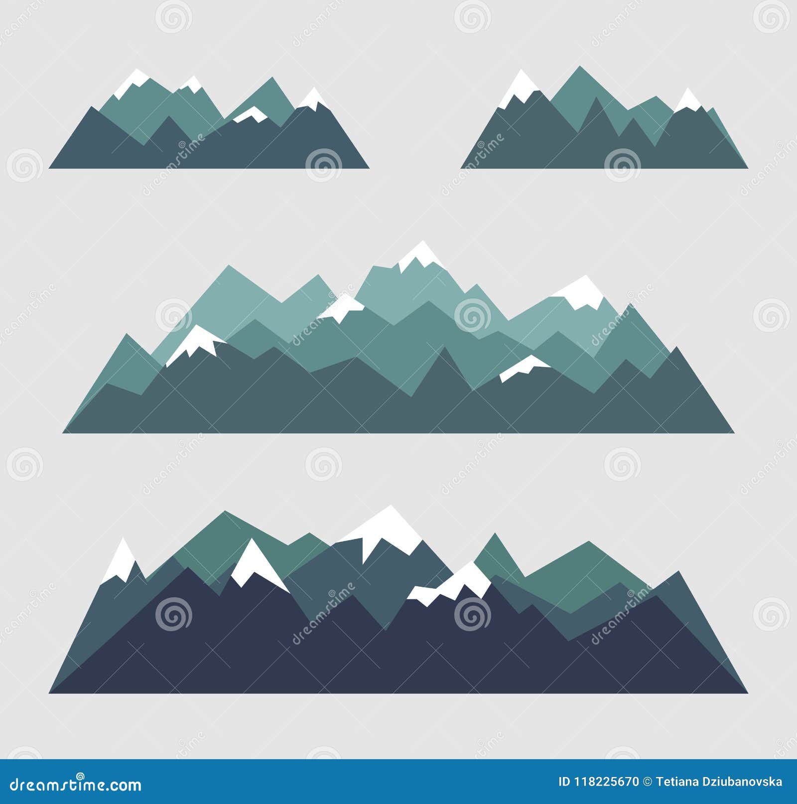 Set of Mountains Landscapes in Geometric Style Stock Vector ...