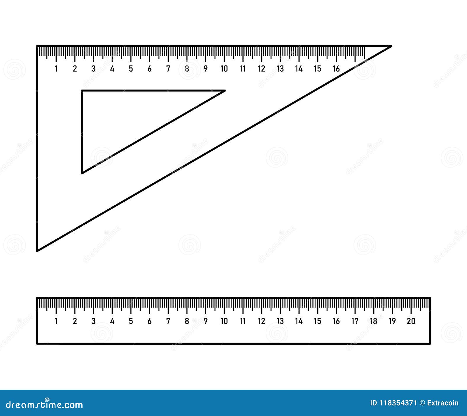 Triangle ruler and straightedge Royalty Free Vector Image