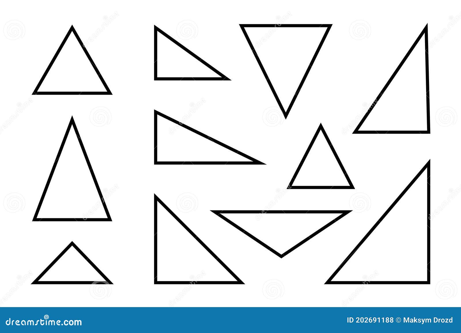 Triangles Set Various Black Outlined Triangles Vector Illustration