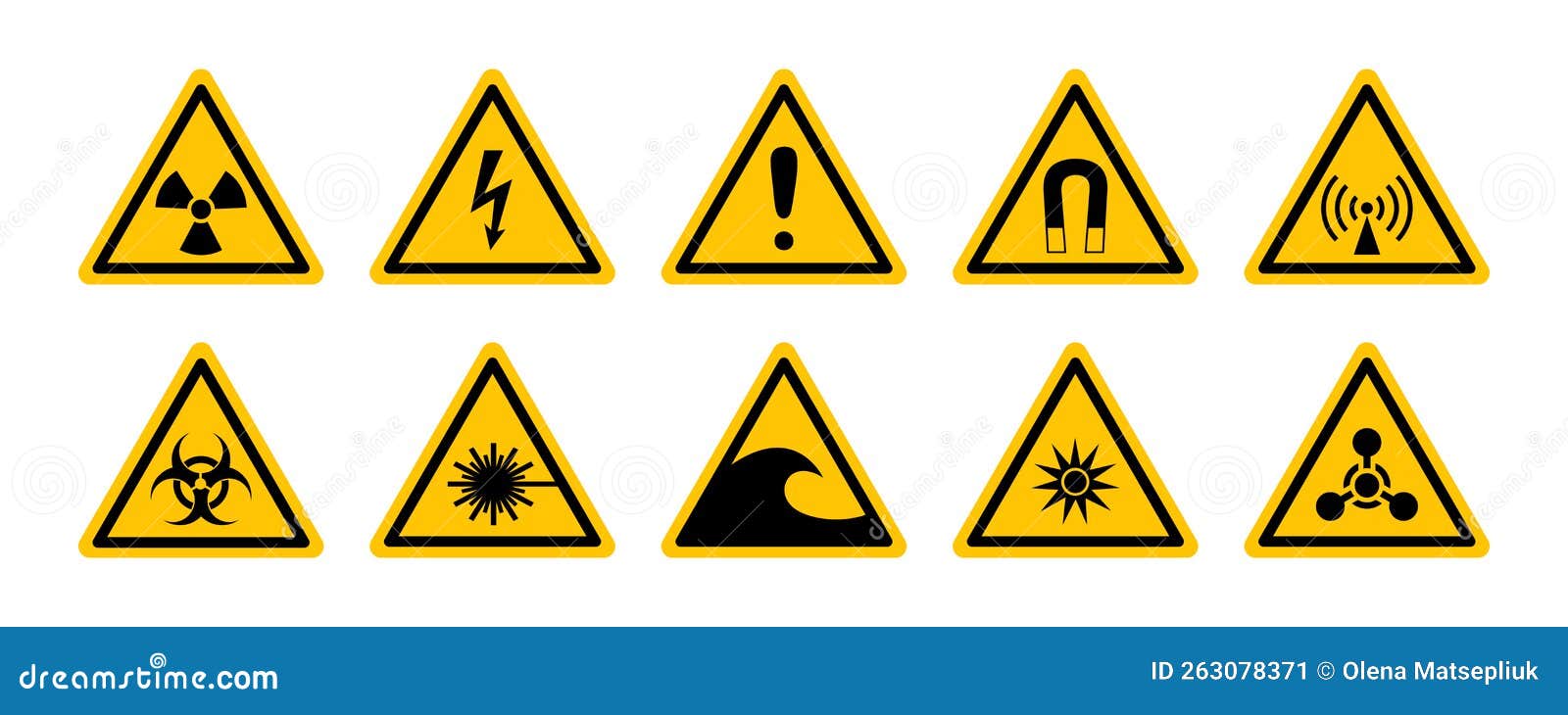 Triangular Daranger Signs, Symbols Set. Informing about Risks and