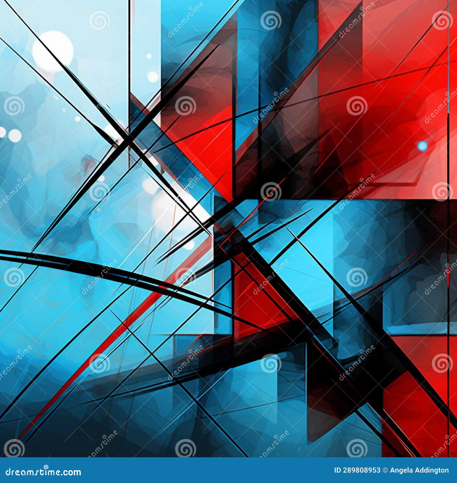 Triangular Digital Abstract Background in Red and Blue Stock