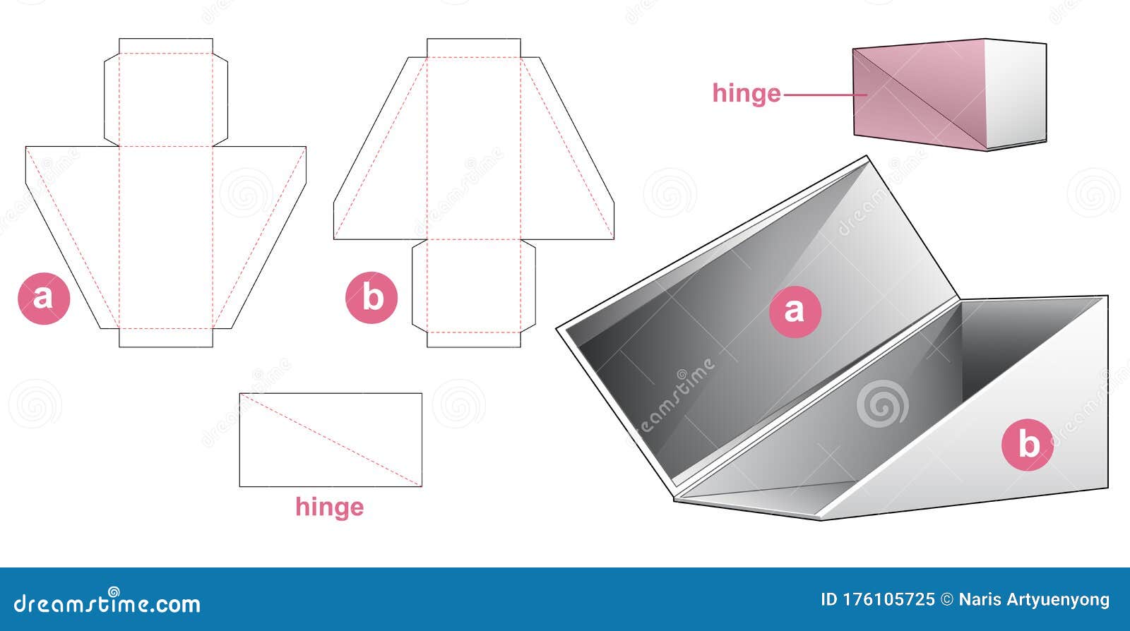 Triangular Flip Top Box Die Cut Template Stock Vector Illustration of