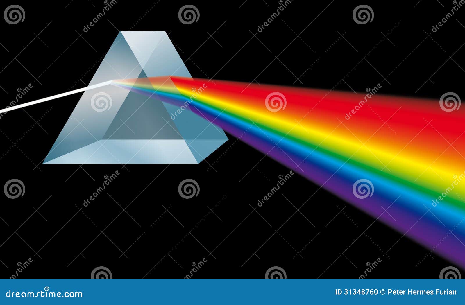 triangular prism breaks light into spectral colors