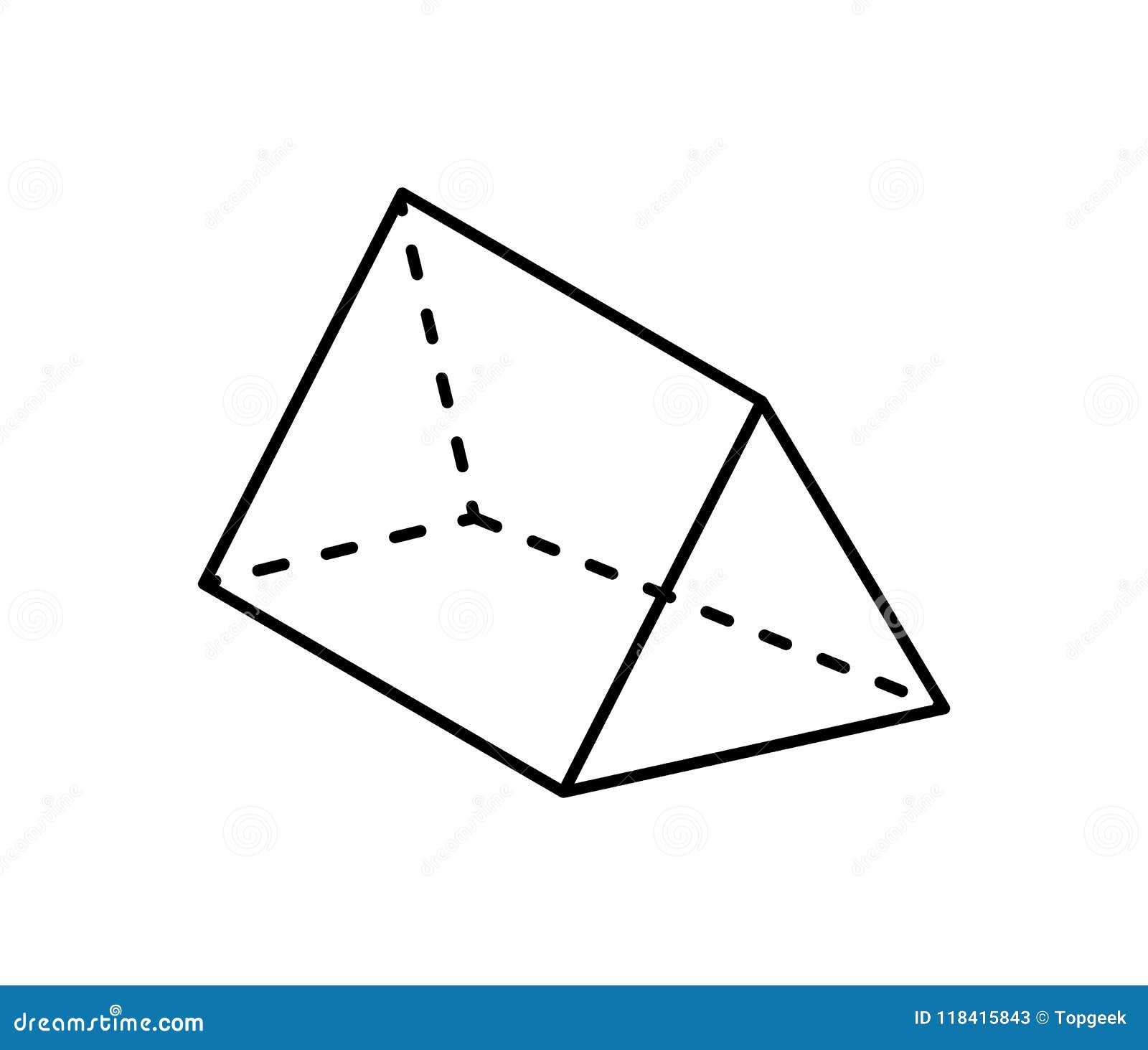 triangular prism geometric figure in black color