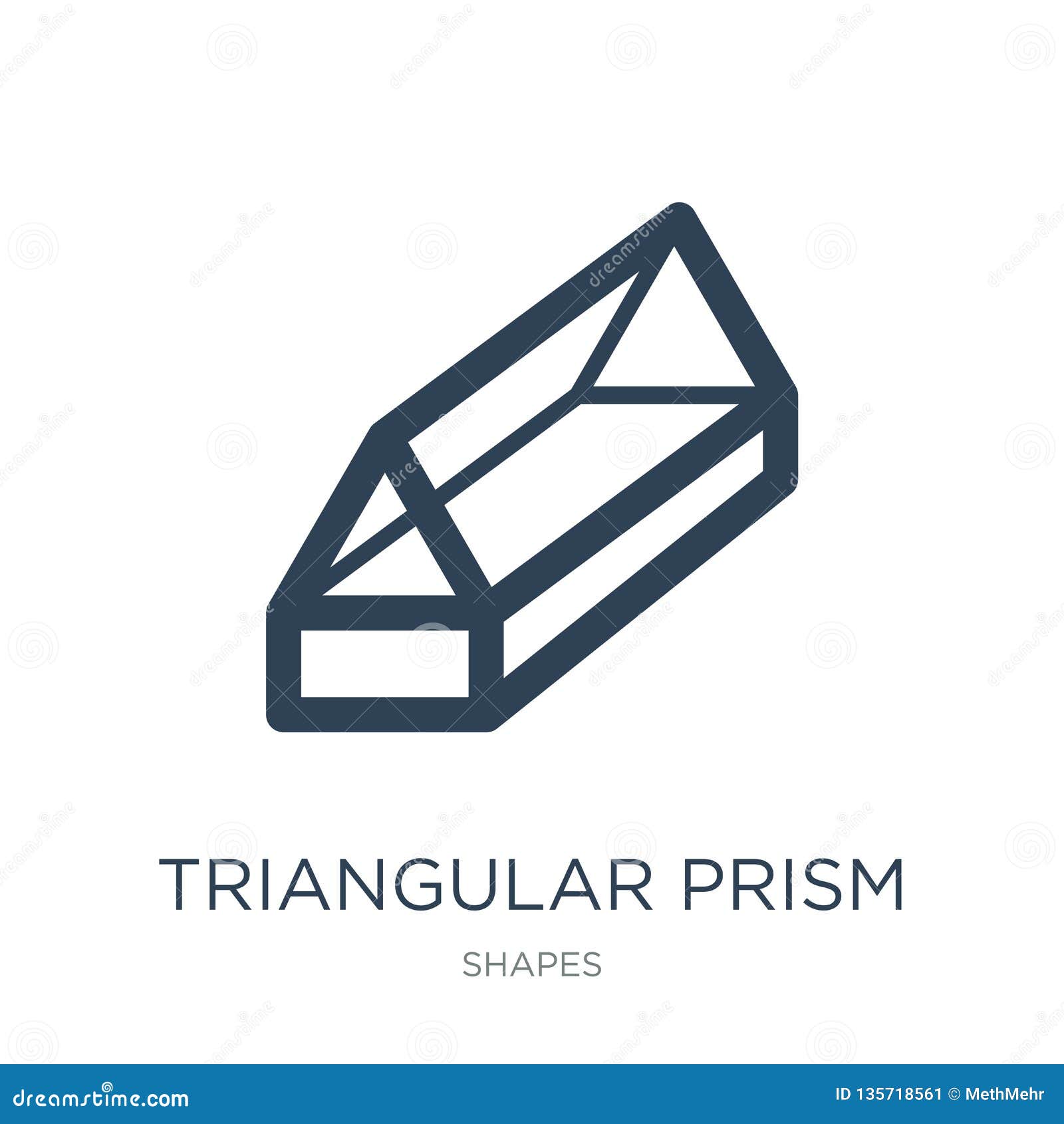 Triangular Prism Icon in Trendy Design Style. Triangular Prism