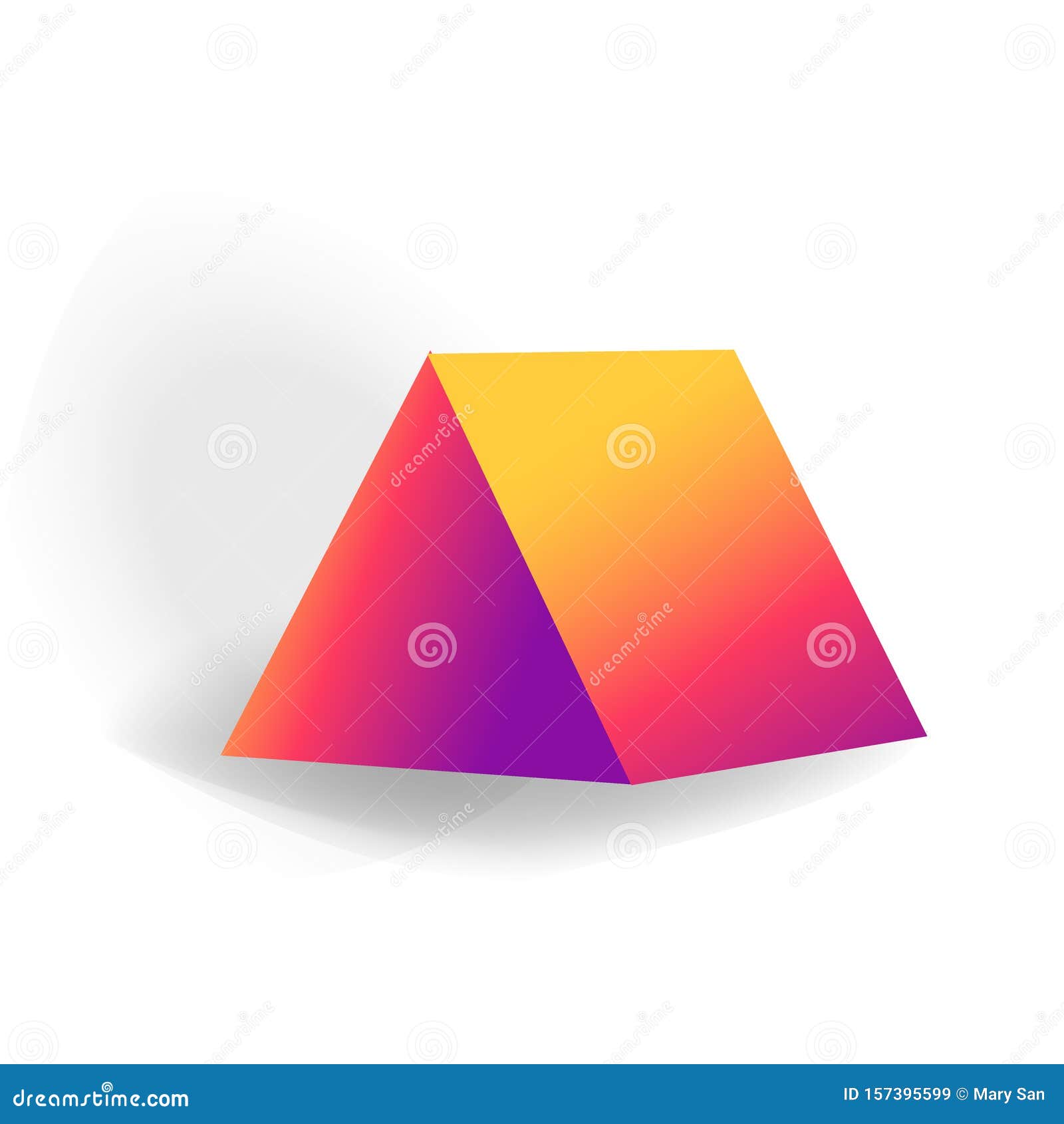 Triangular Prism One 3d Geometric Shape With Holographic Gradient