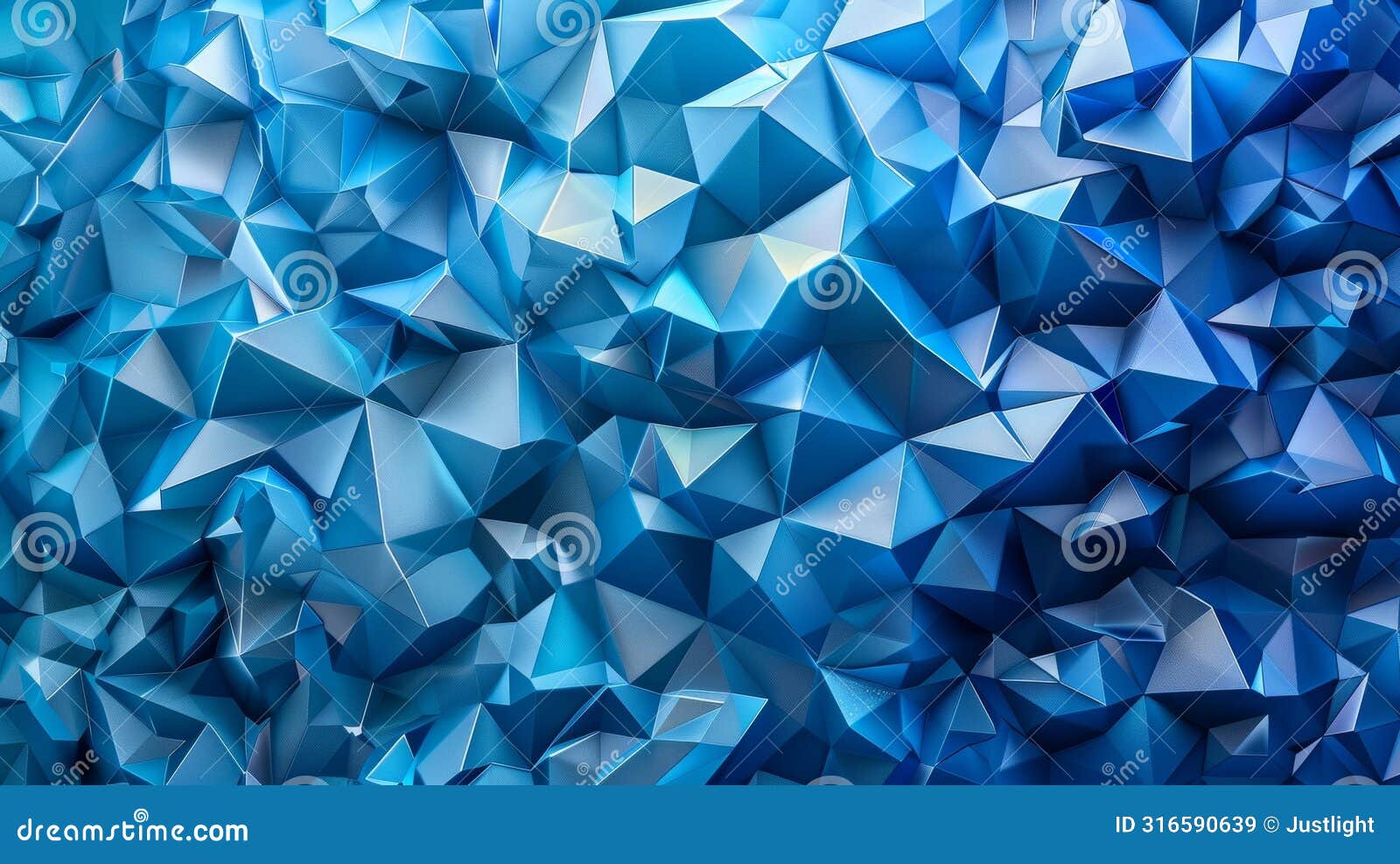 triangular s in shades of cobalt and cyan mimicking the edginess and unpredictability of waves.