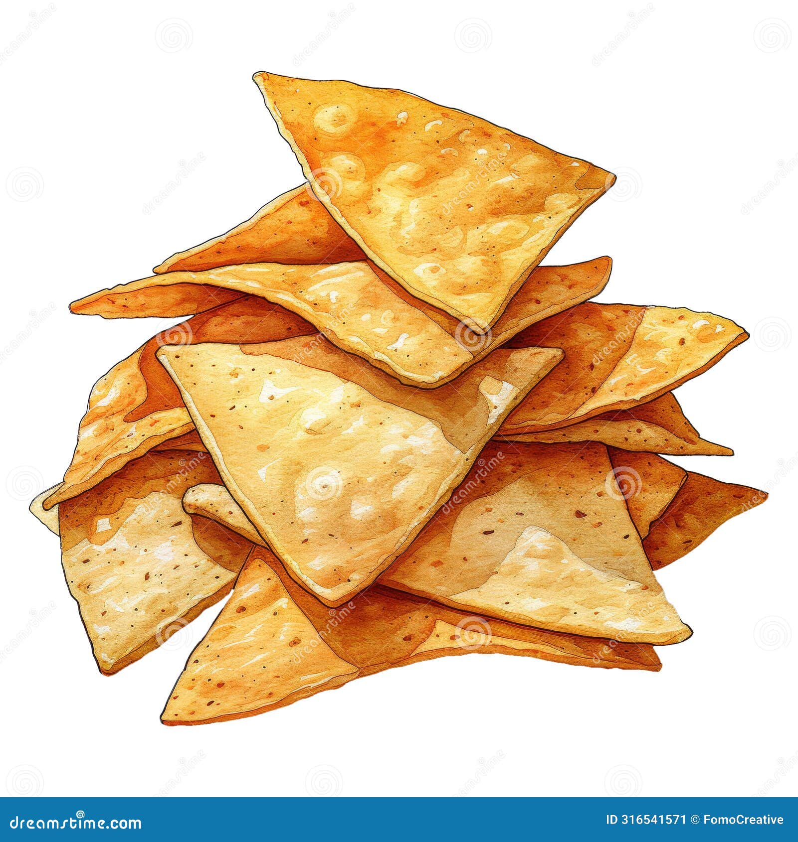 Triangular Tortilla Chips Stack Stock Image Illustration of yellow
