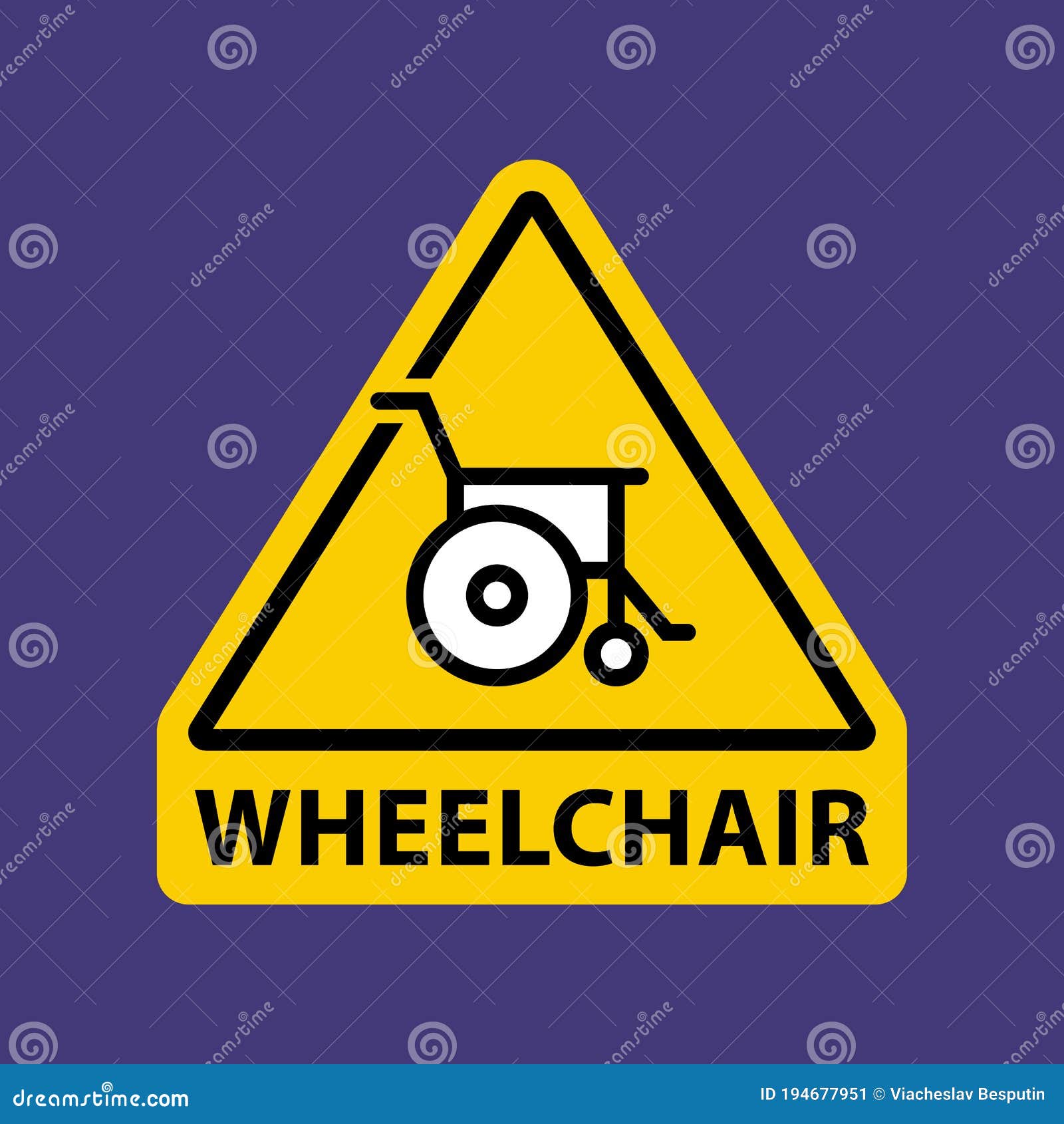 Triangular Yellow Sign Wheelchair. Stock Vector Illustration of