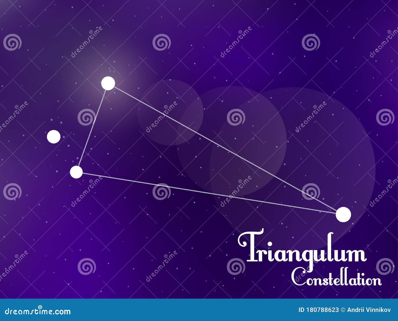 Triangulum Constellation. Starry Night Sky. Cluster of Stars, Galaxy
