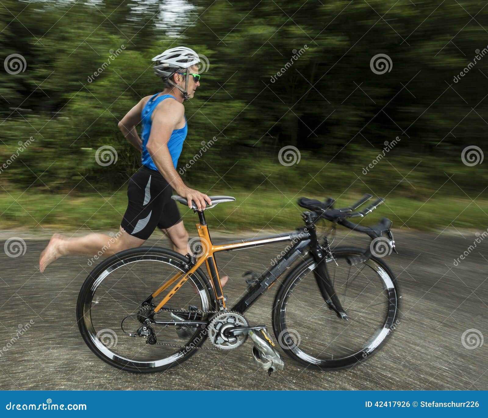 triathlete with a bicycle