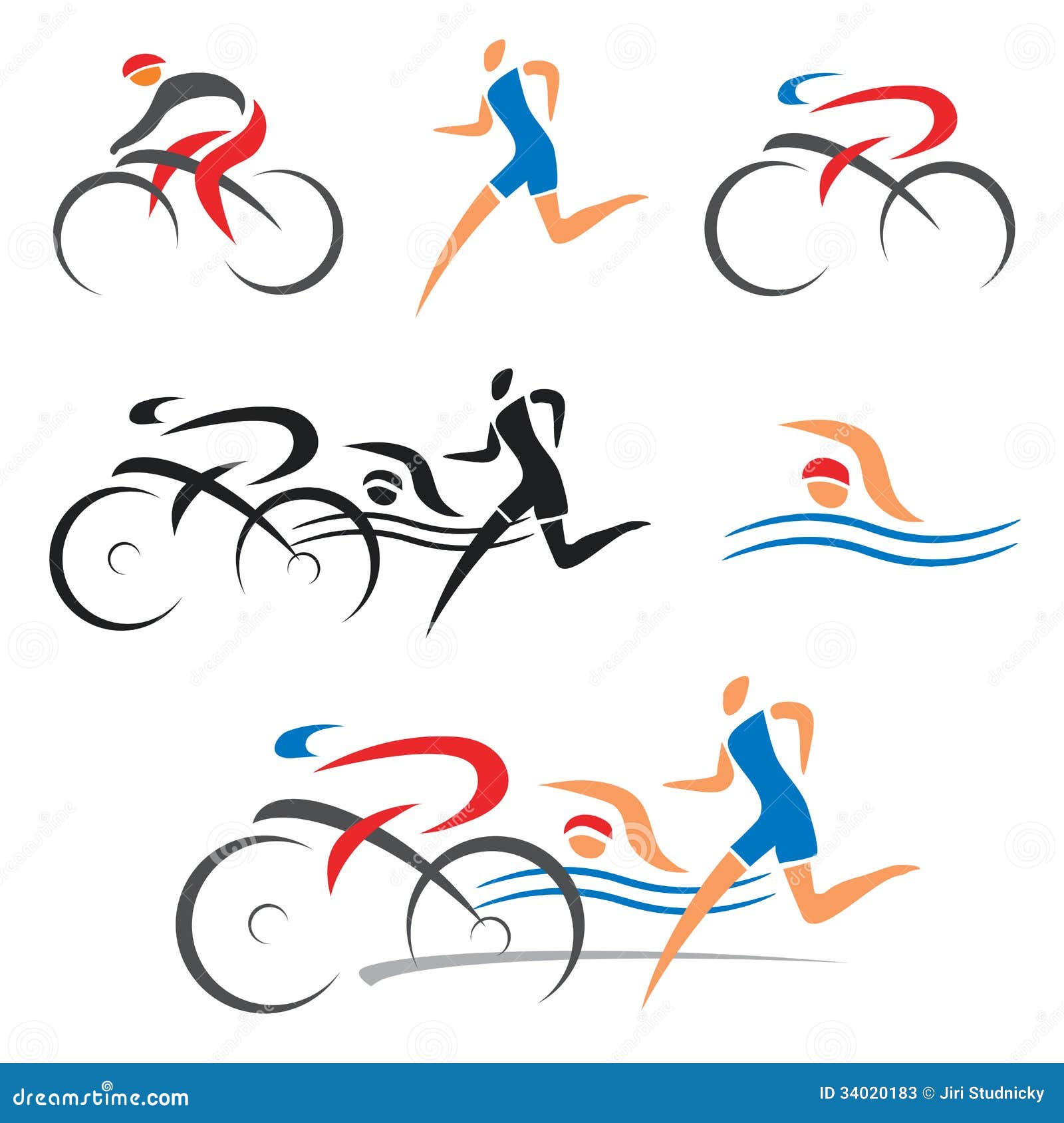 Triathlon Cycling Fitness Icons Stock Photos Image 34020183 inside The Most Brilliant  cycling or swimming for Home