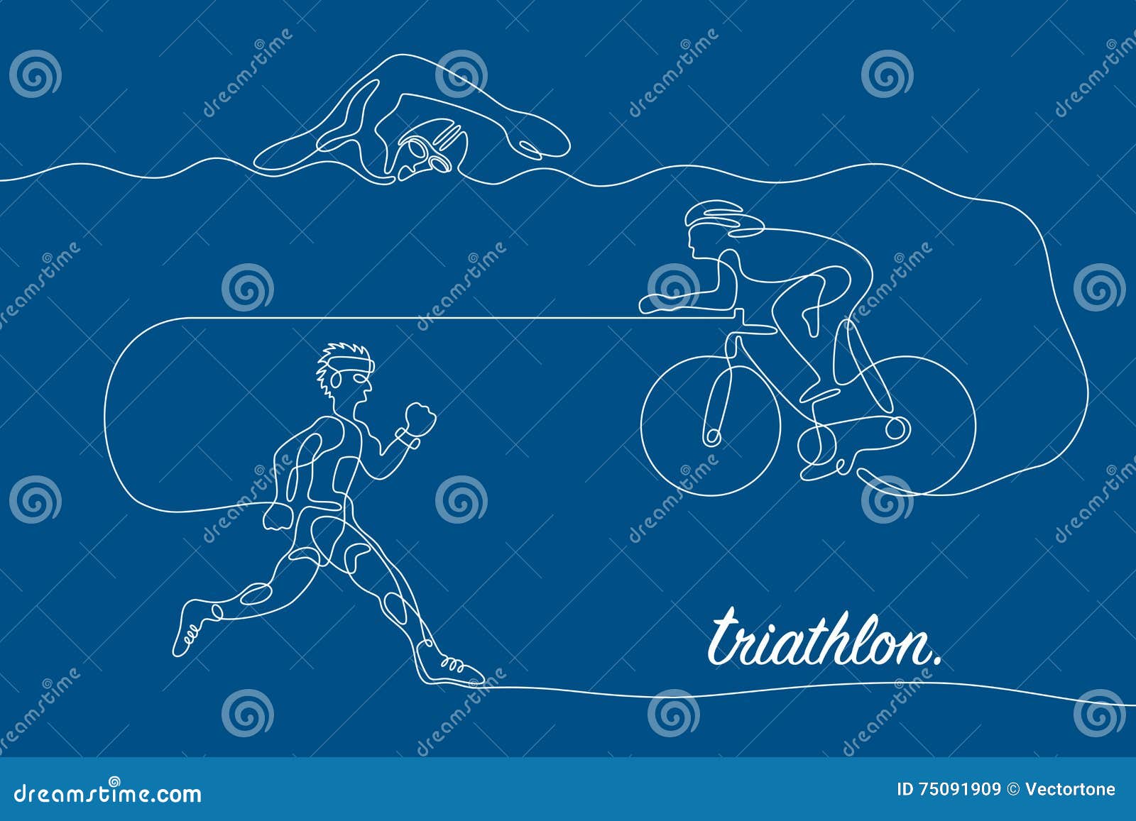Triathlon. Linear Line Graphic. Stock Vector - Illustration of health,  outdoor: 75091909